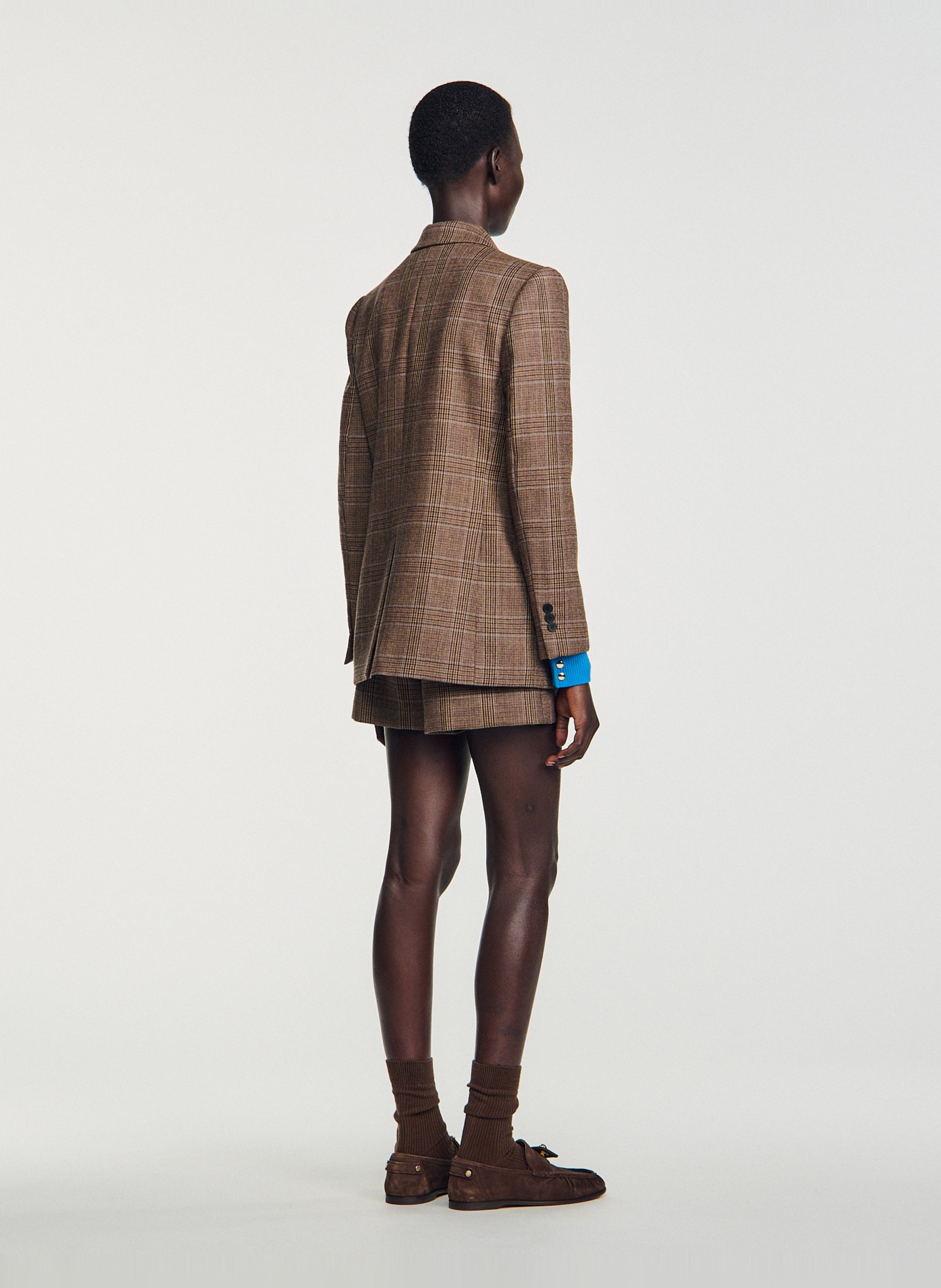 Getailleerd geruit wollen colbert SANDRO Beige