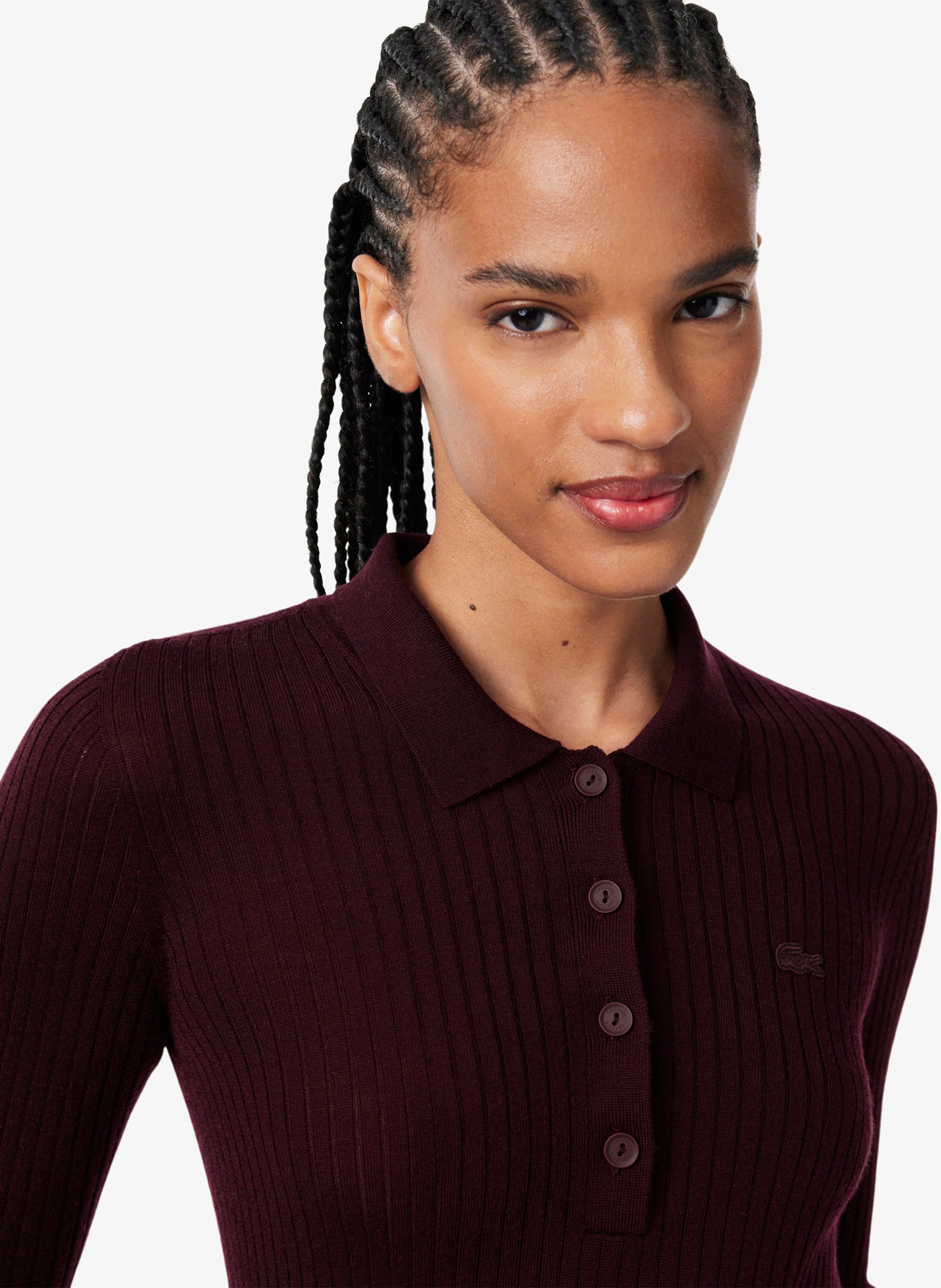 Eng anliegender Wollpullover mit Polokragen LACOSTE Rot