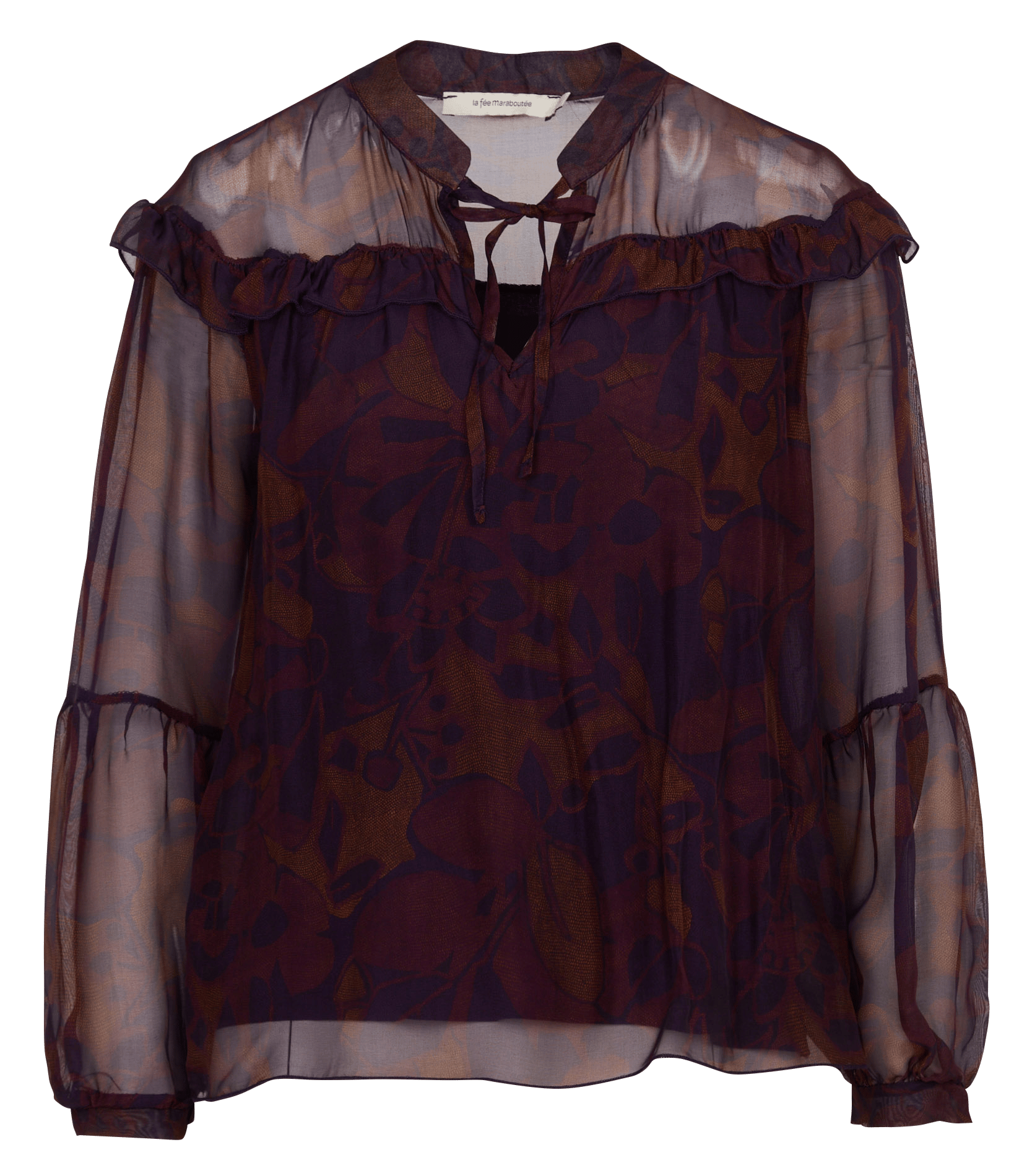 Blouse col tunisien imprimée à volants LA FEE MARABOUTEE Multicolore