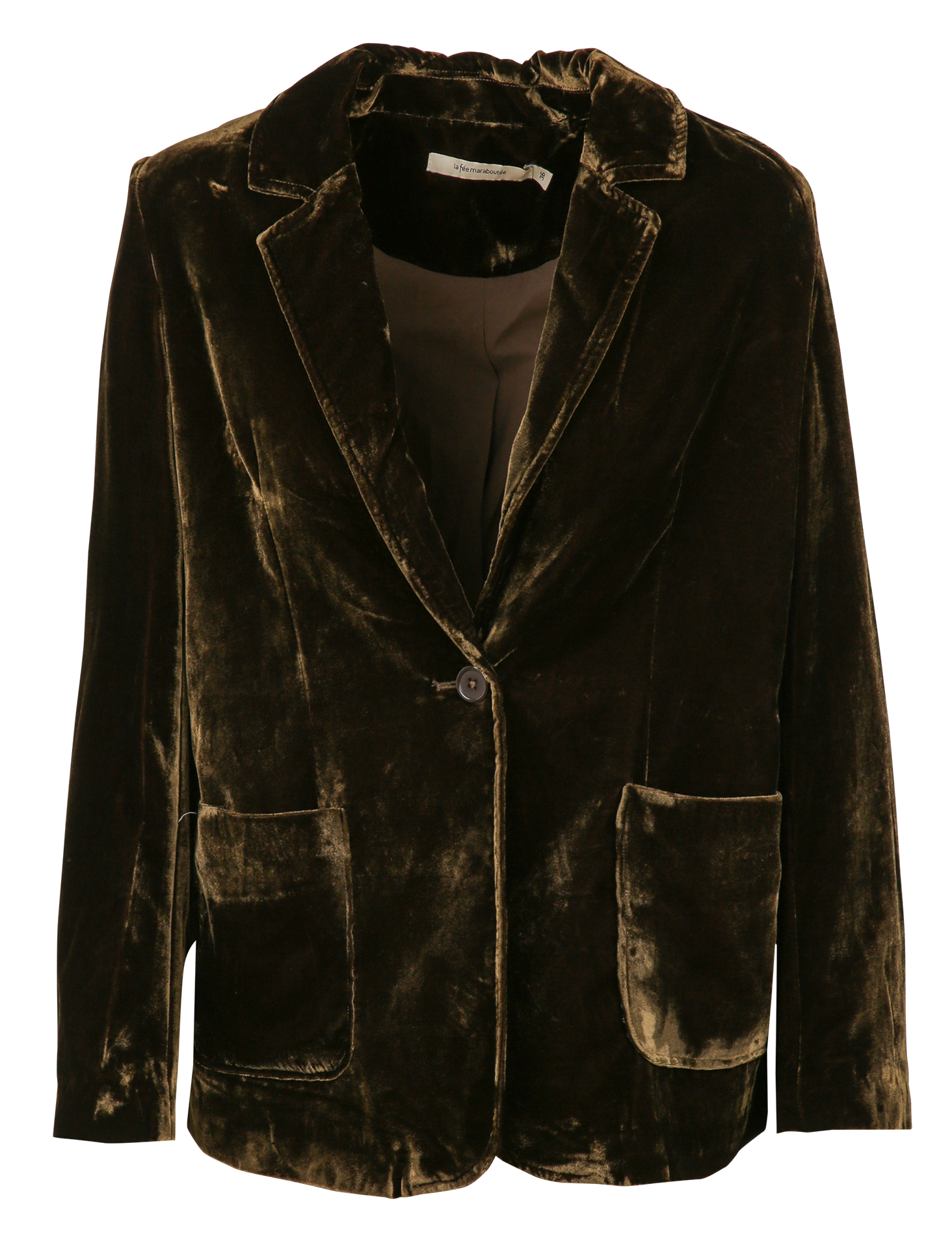 Fitted velvet jacket with tailored collar LA FEE MARABOUTEE Brown