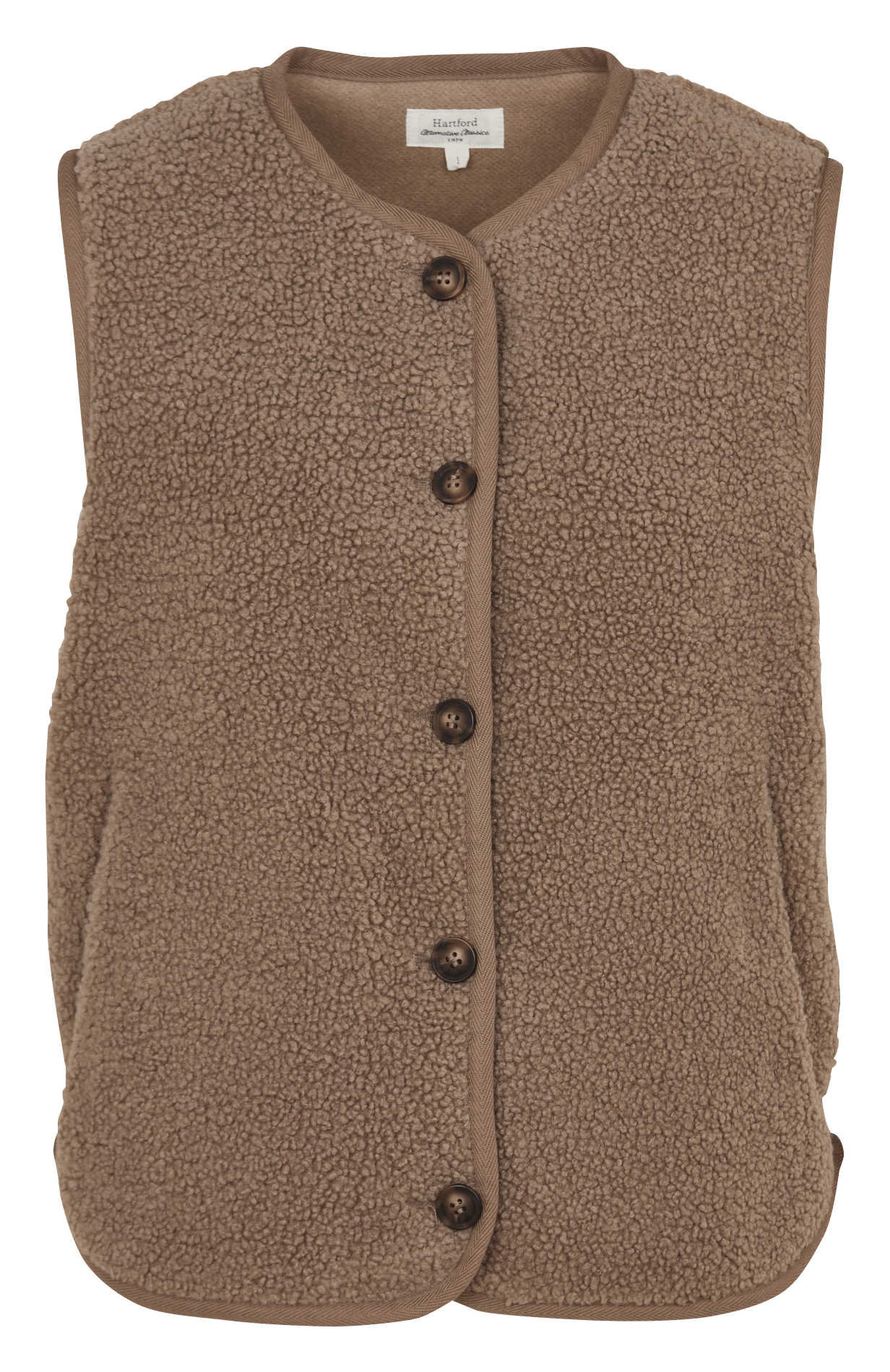 Mouwloze, pluizige gilet met ronde hals HARTFORD Bruin