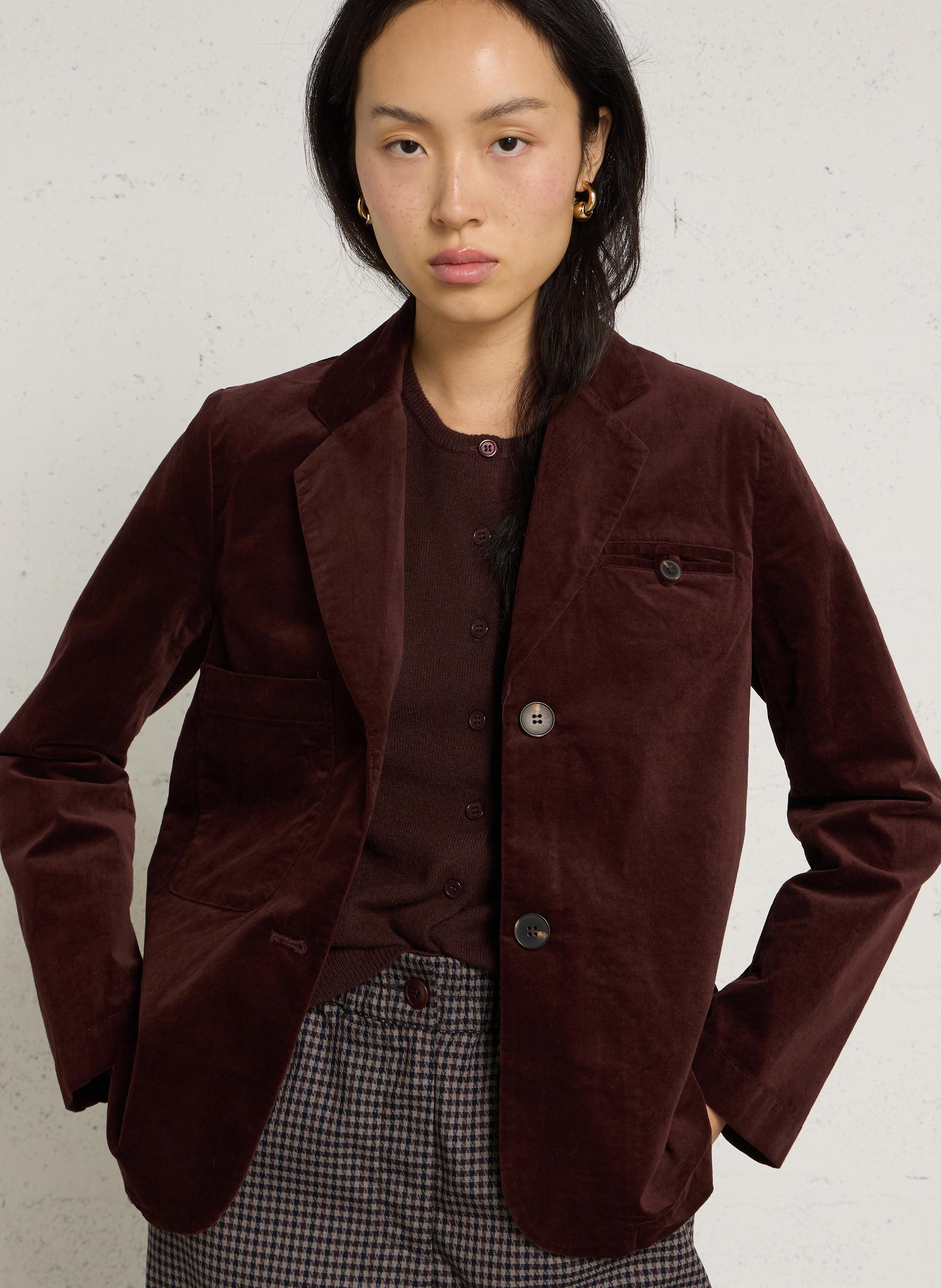Slim velvet blazer in blended cotton NICE THINGS