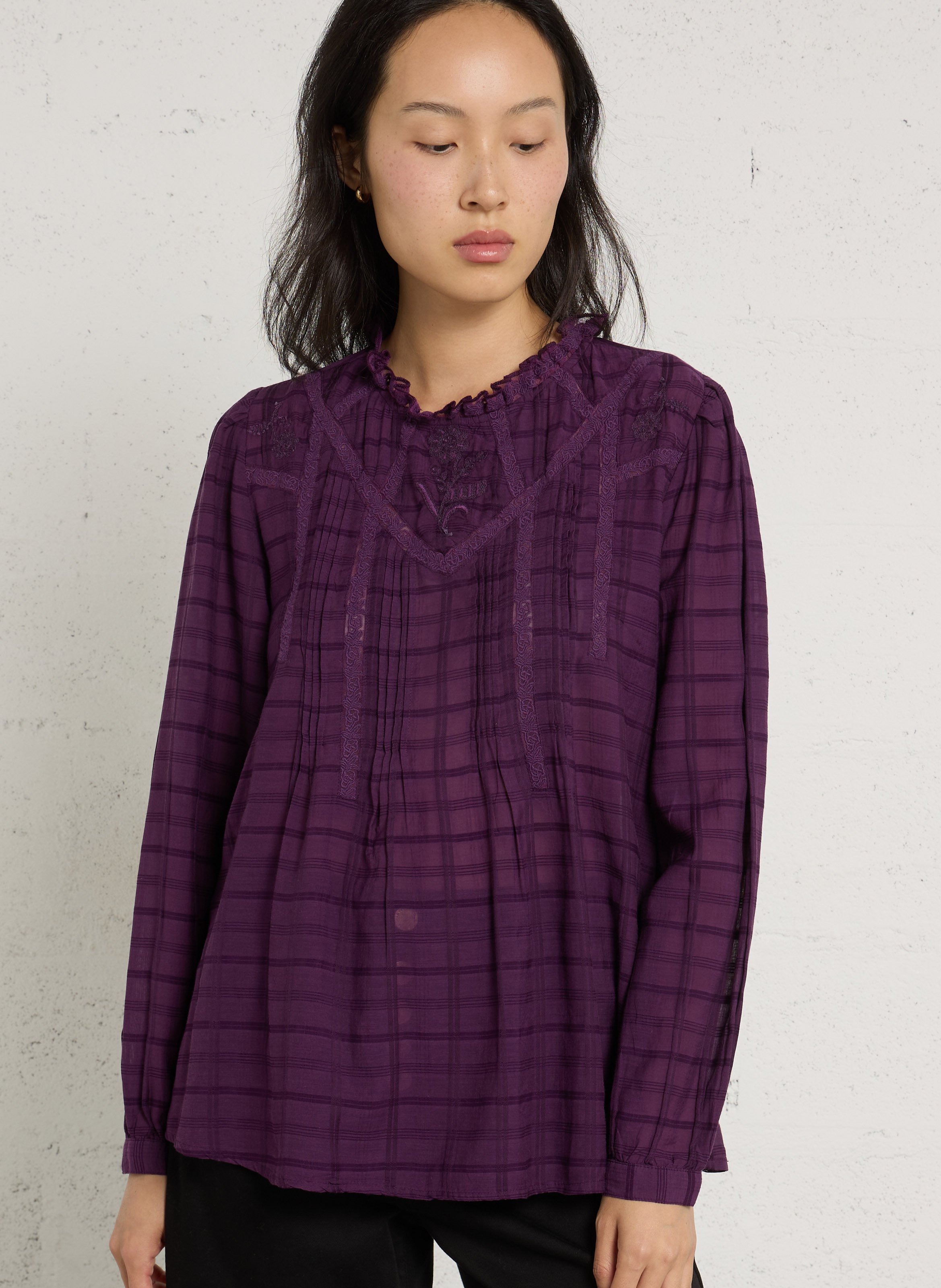 Blouse col rond brodée SUD EXPRESS Violet