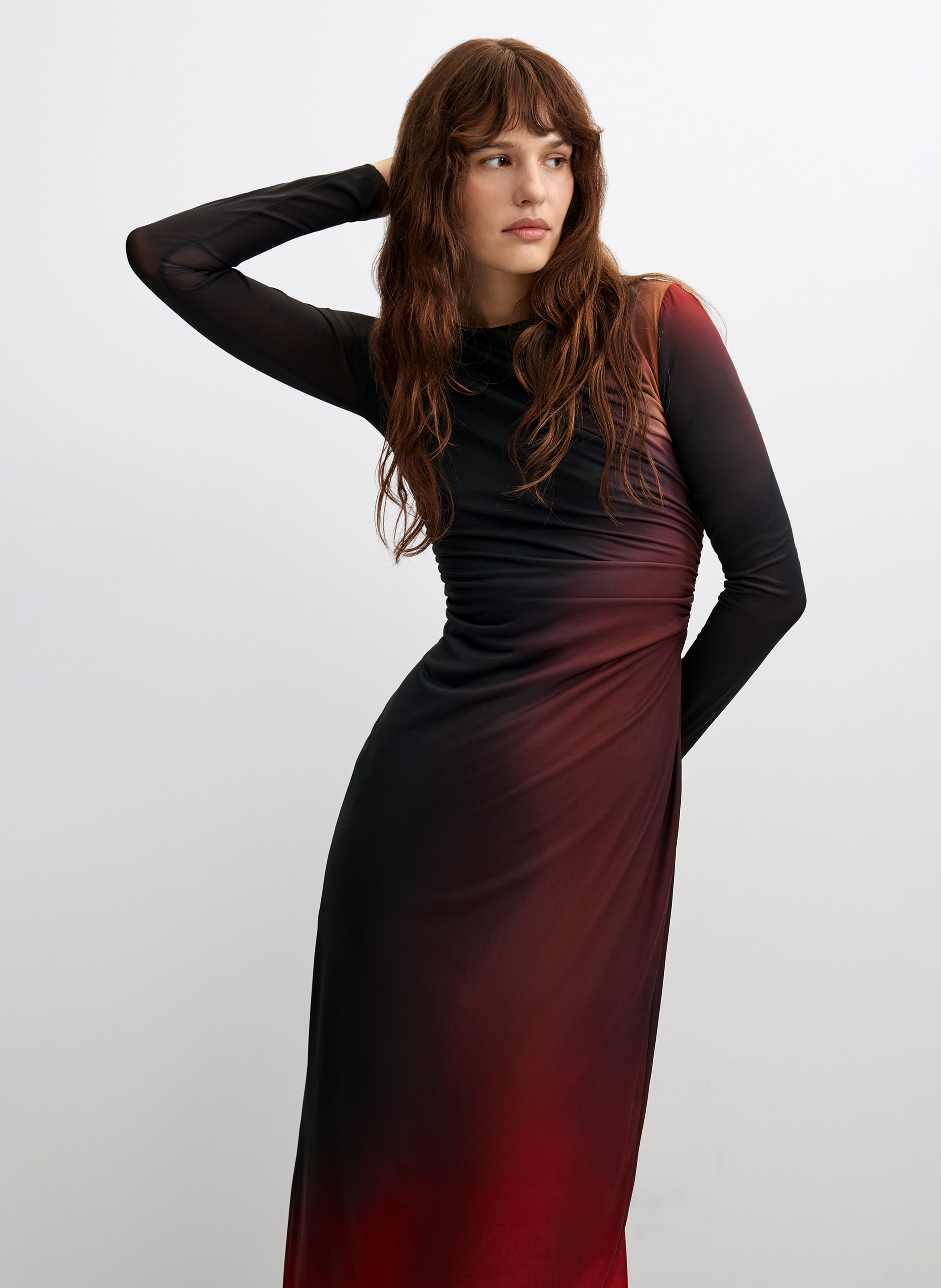 Robe longue manches longues dégradée DESIGUAL Noir