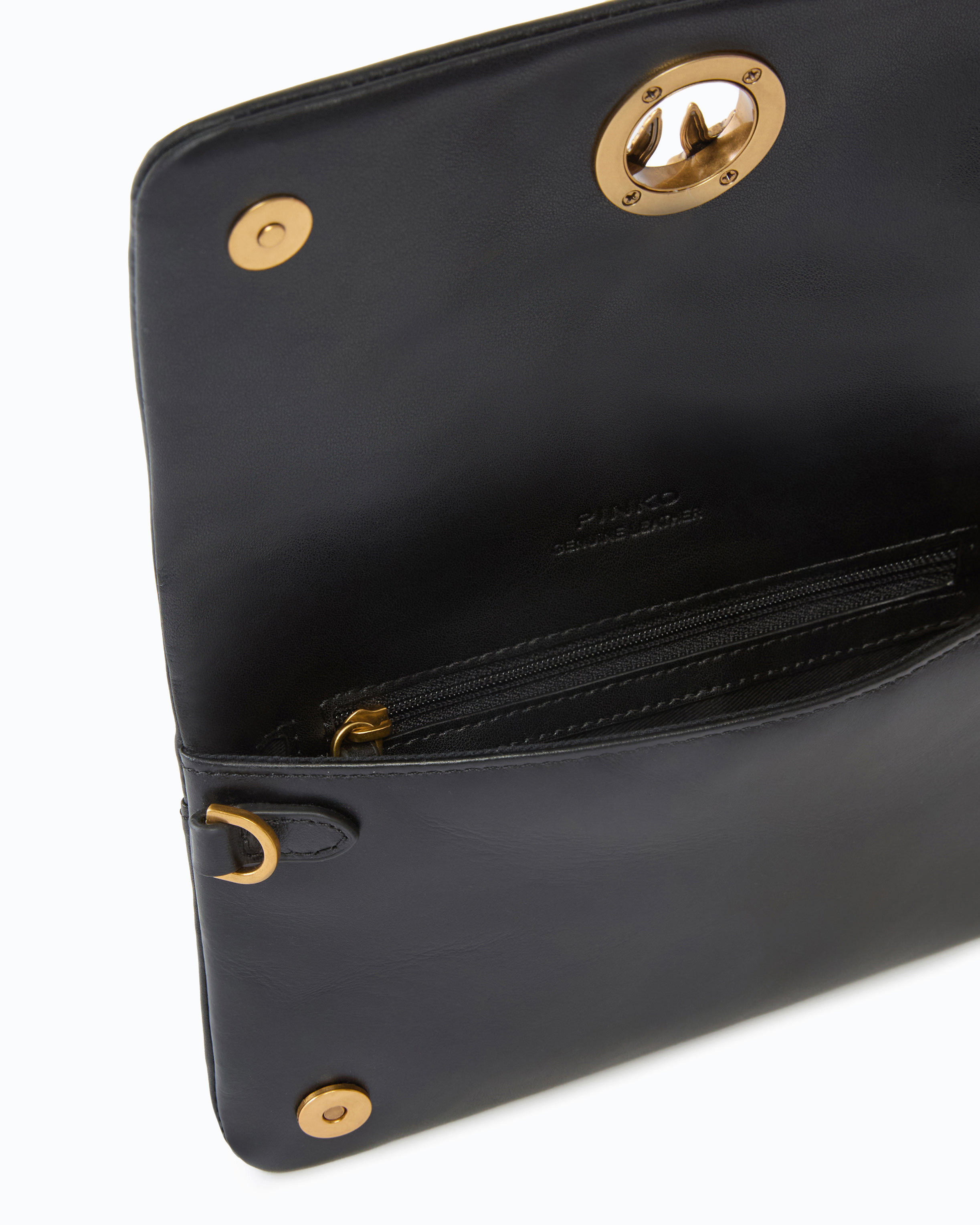 Petite pochette à bandoulière love bag click soft horizontal mini en cuir PINKO Noir