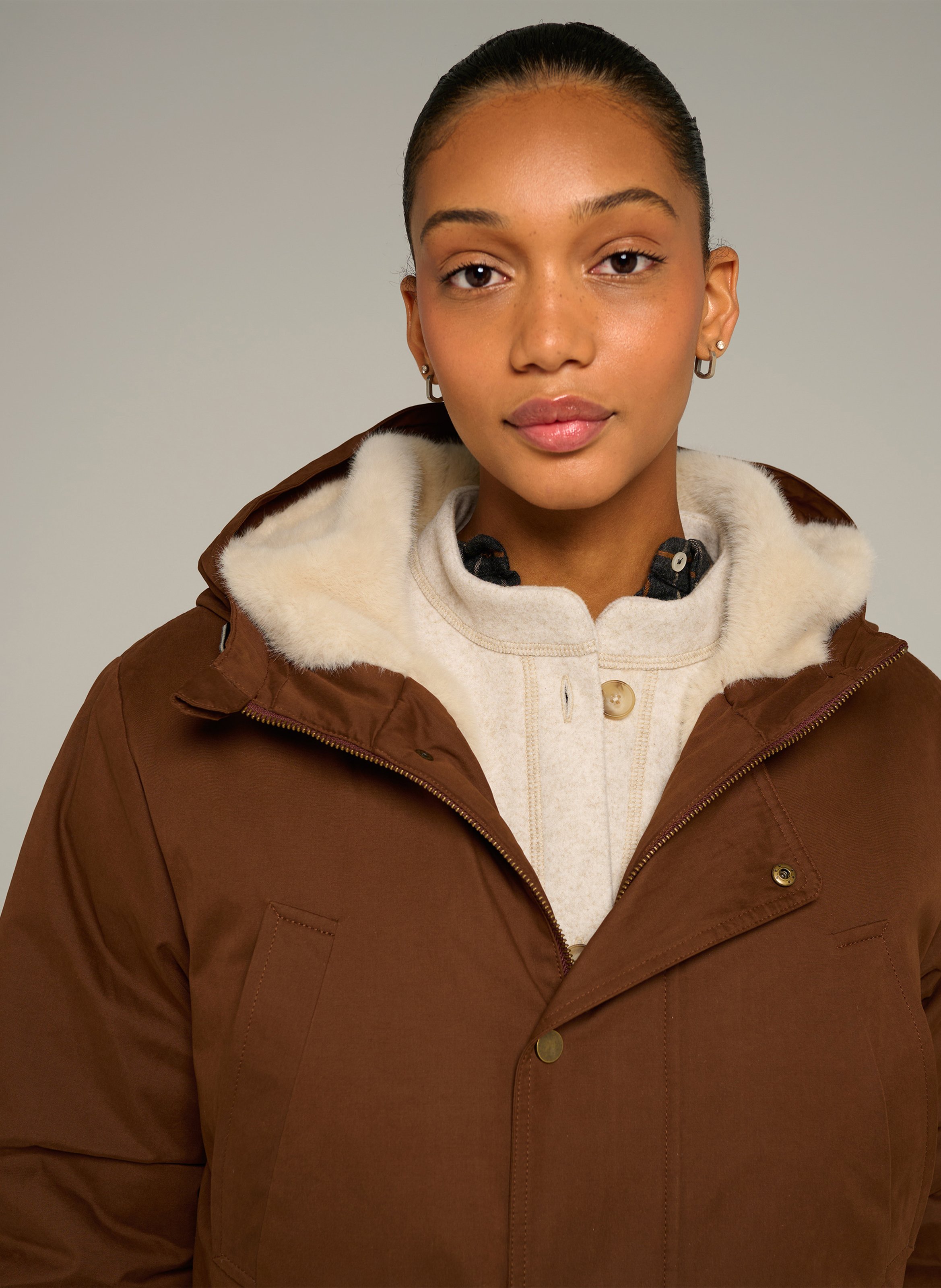 Parka mi-longue à capuche  COTELAC ACOTE Marron