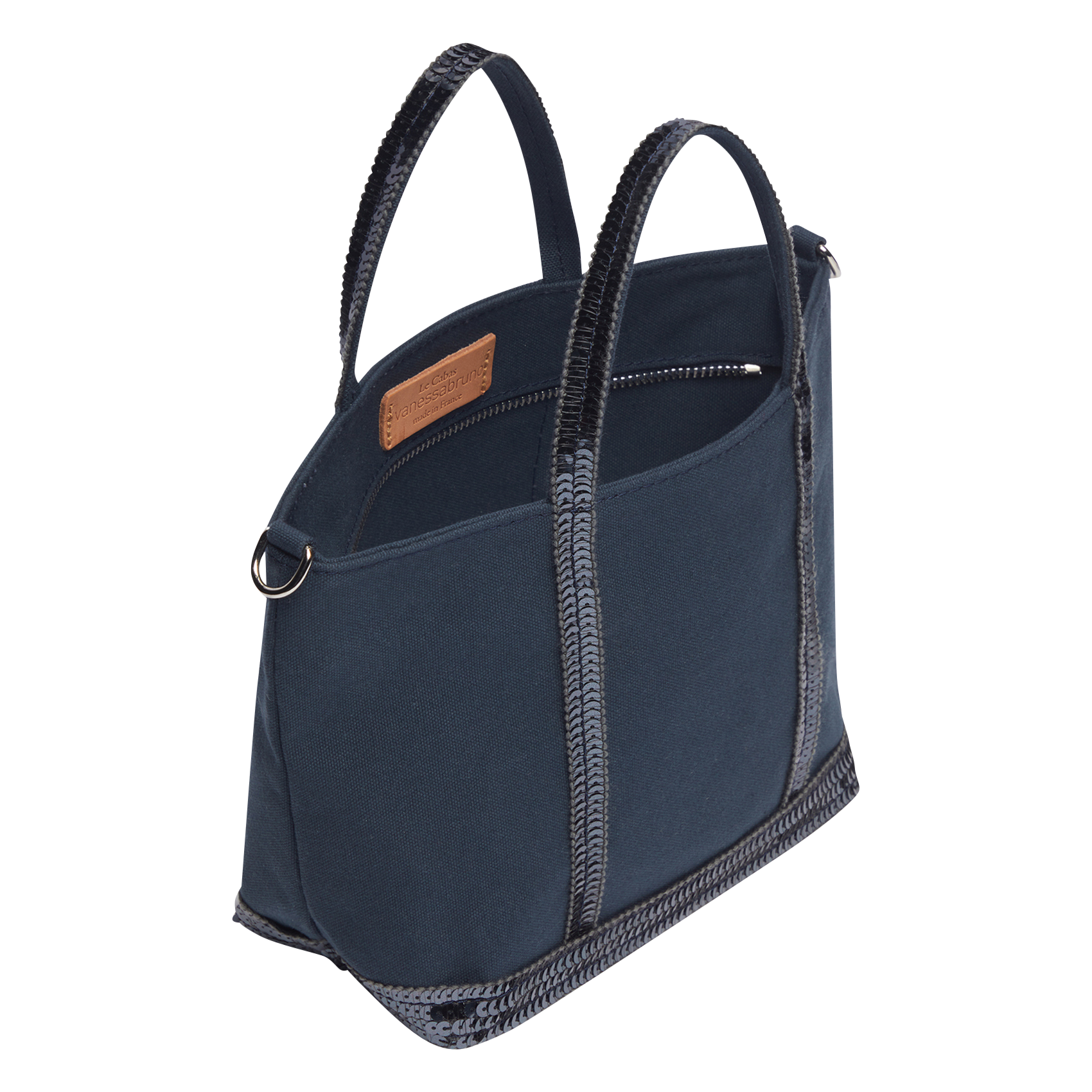 Mini canvas and sequin tote bag VANESSA BRUNO Black