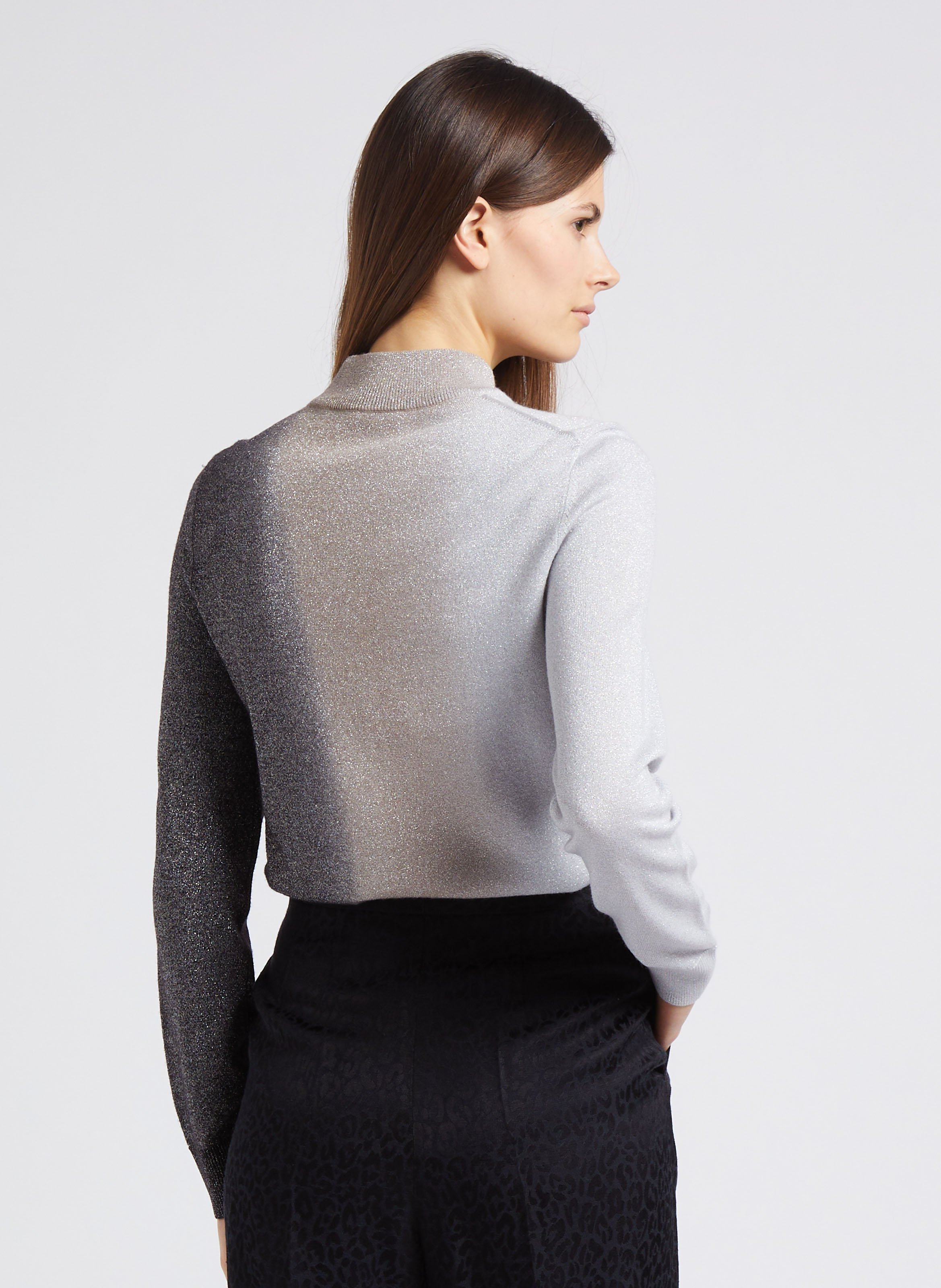 High-neck wool-blend sweater with metallic thread PAUL SMITH Black
