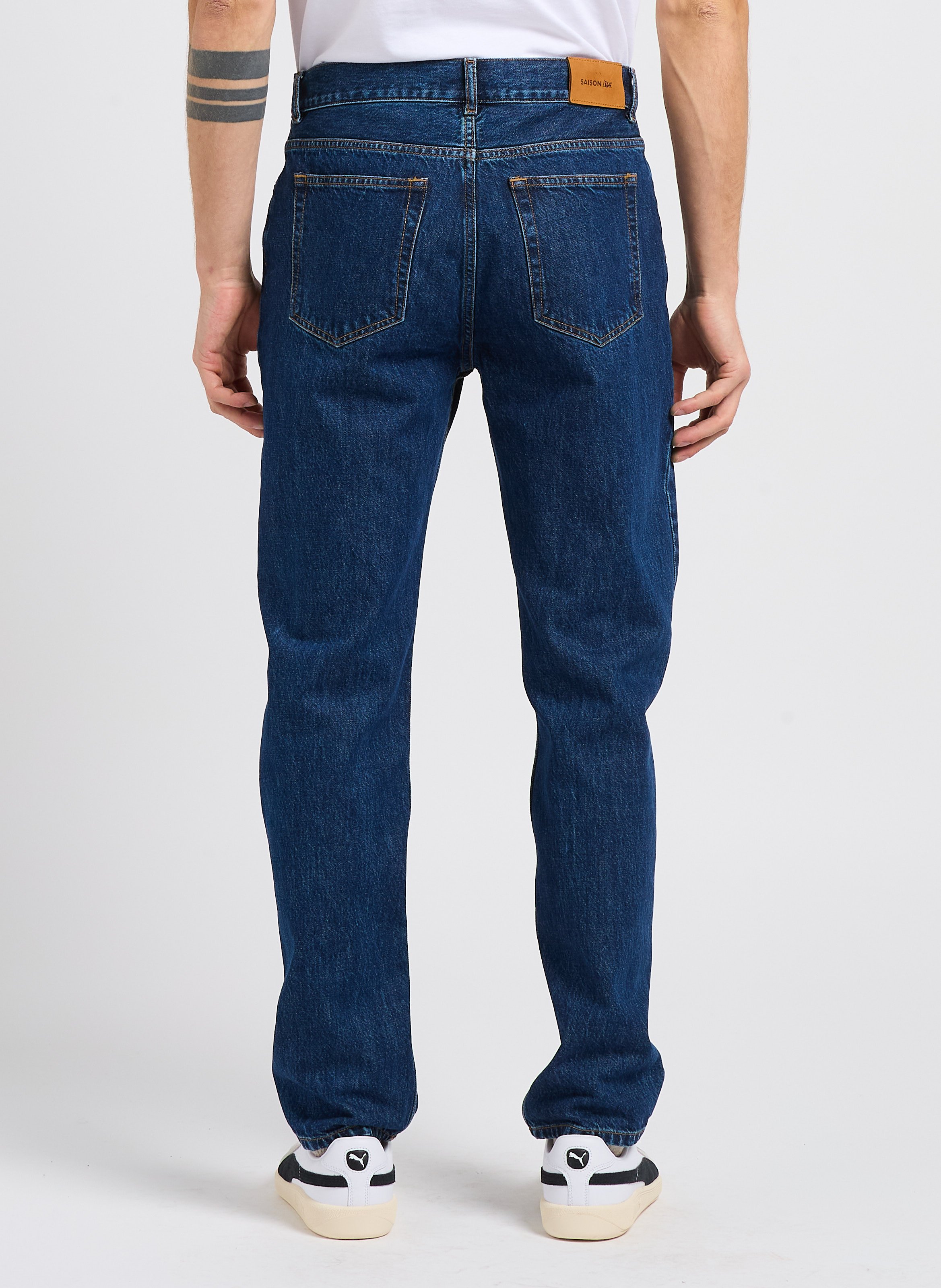 Straight slim-fit stretch cotton pants SAISON 1865 Blue