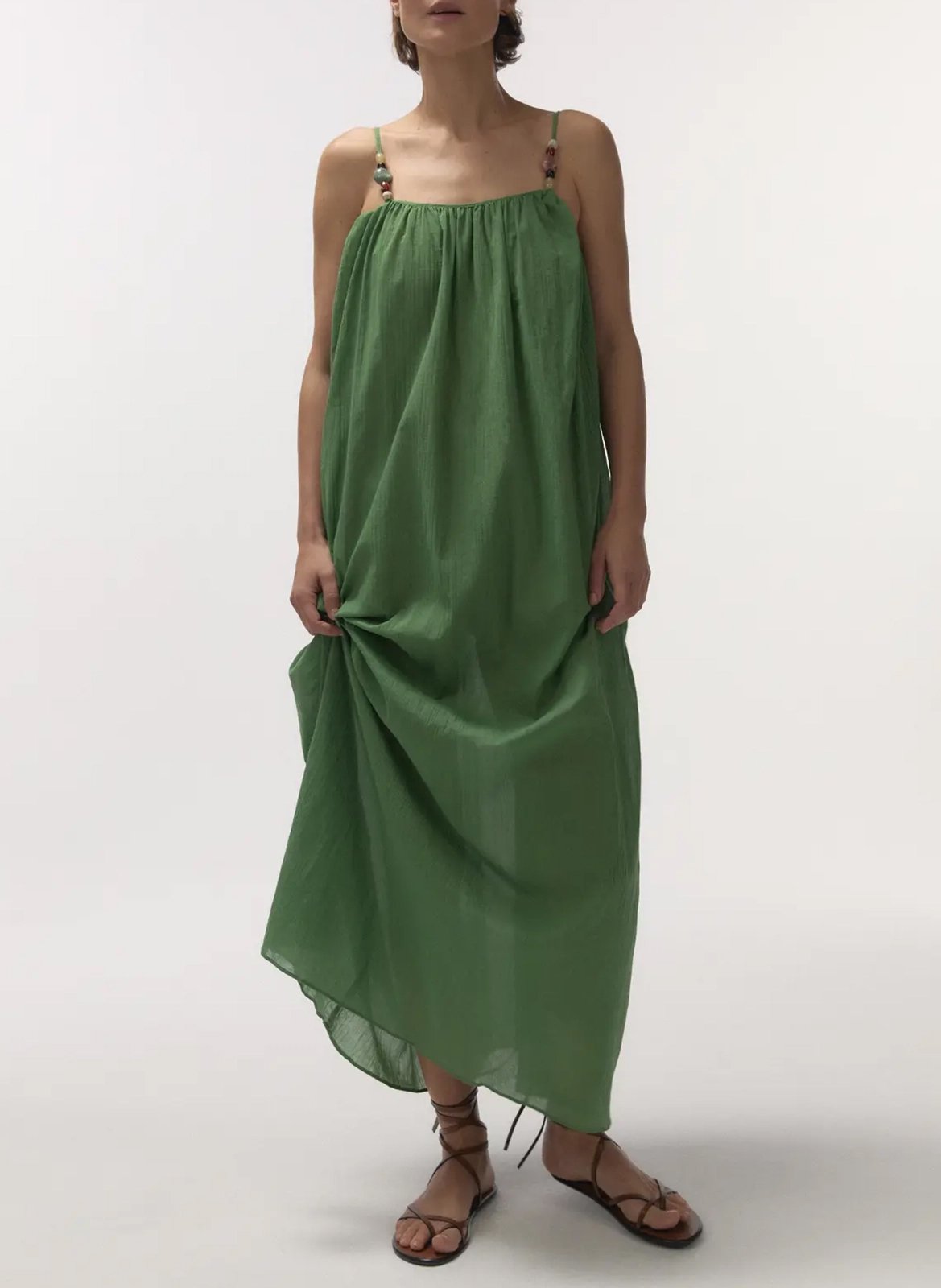 Robe longue en coton LOVE STORIES Vert