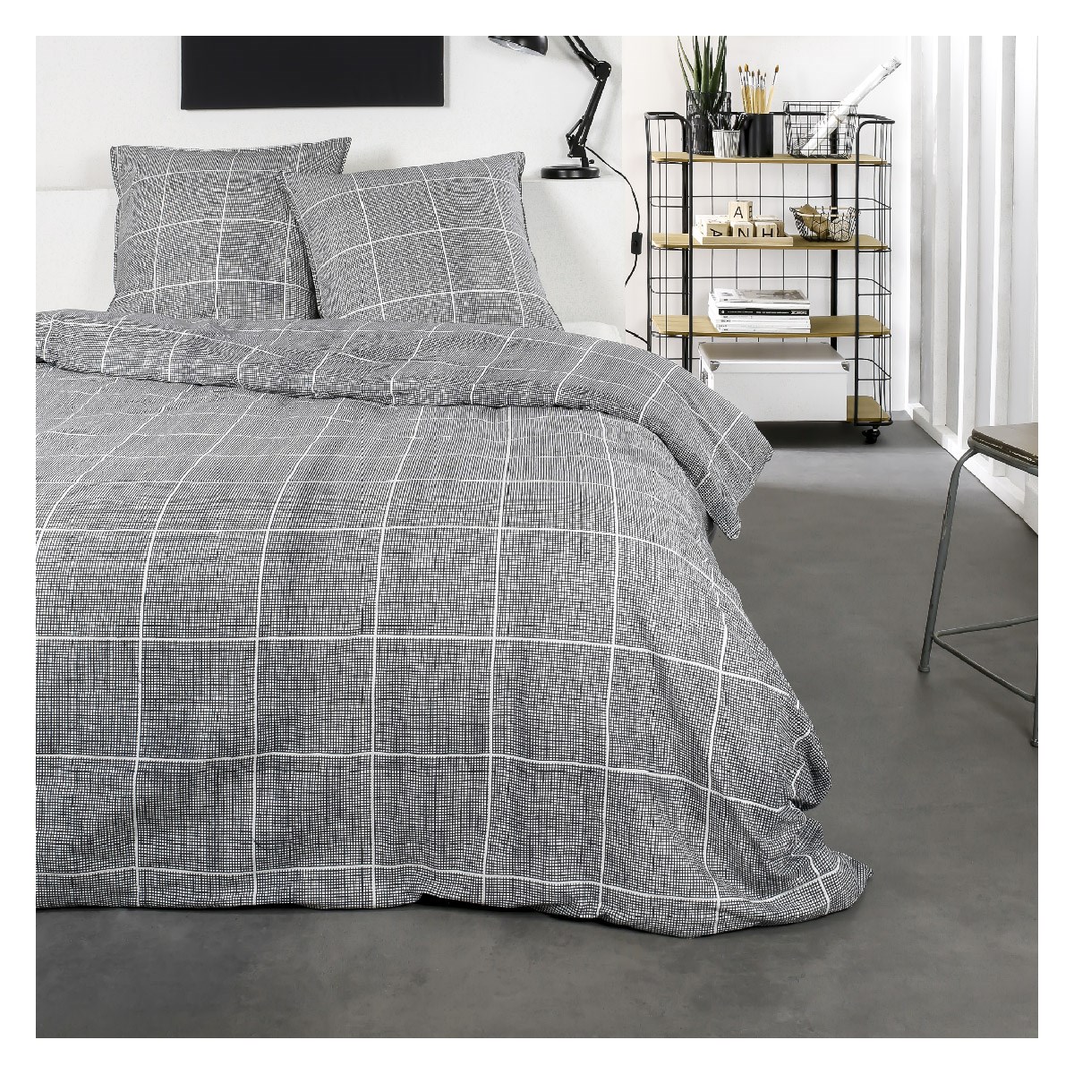 Printed cotton bedding set TODAY LINGE DE MAISON Grey