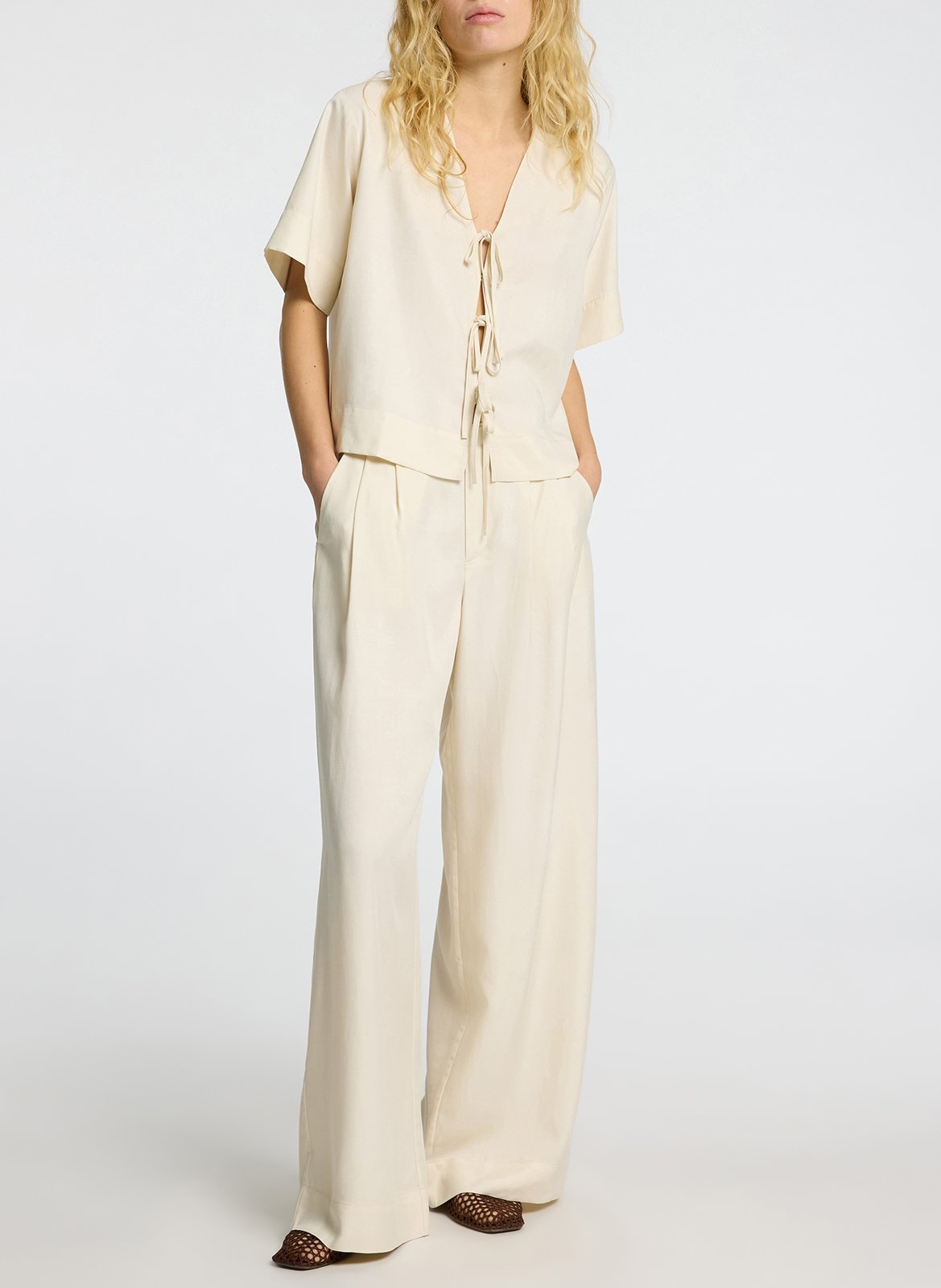 Pantalon large SELECTED Beige