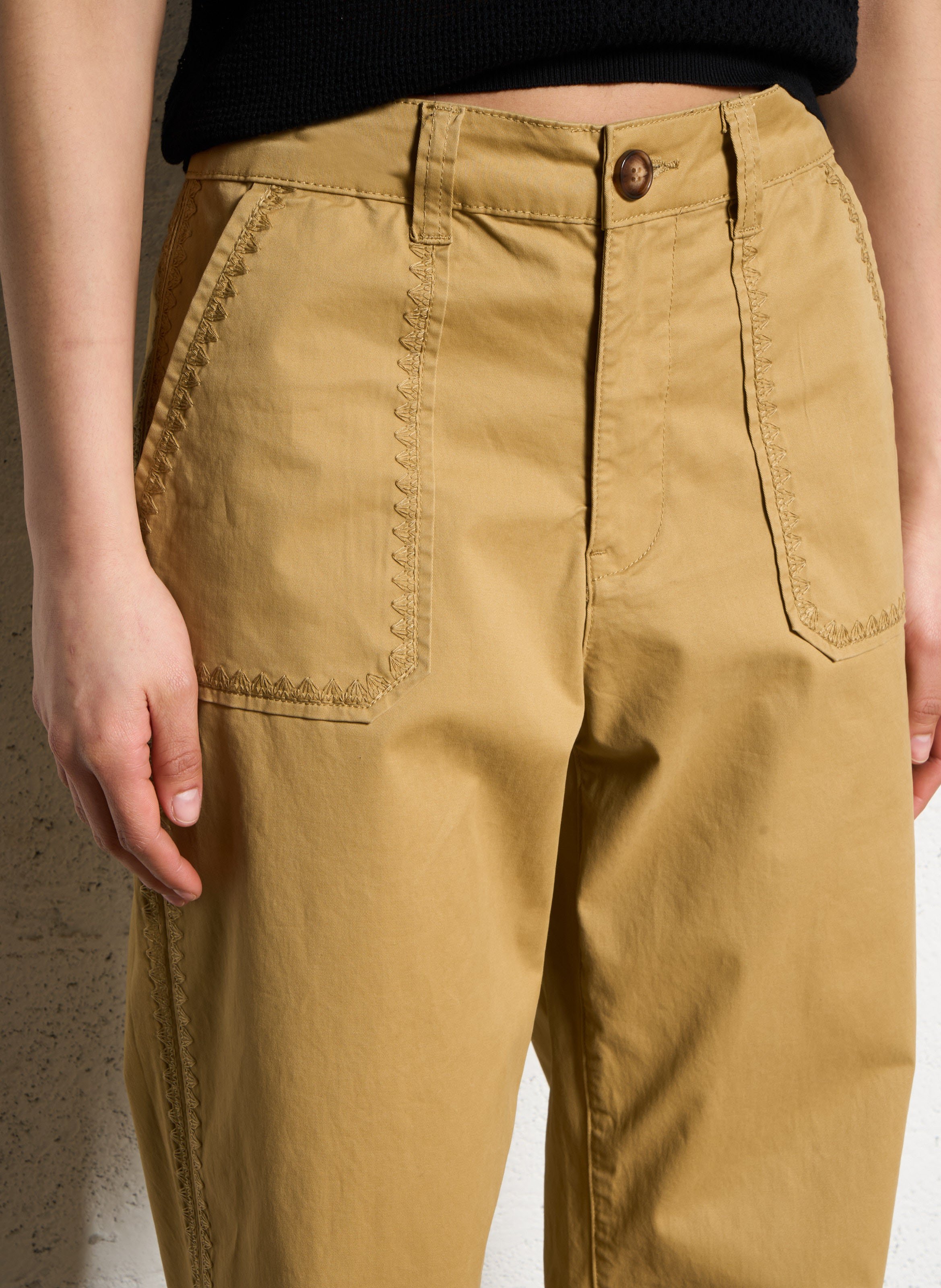 Pantalon droit en velours de coton  LA PETITE ETOILE Marron