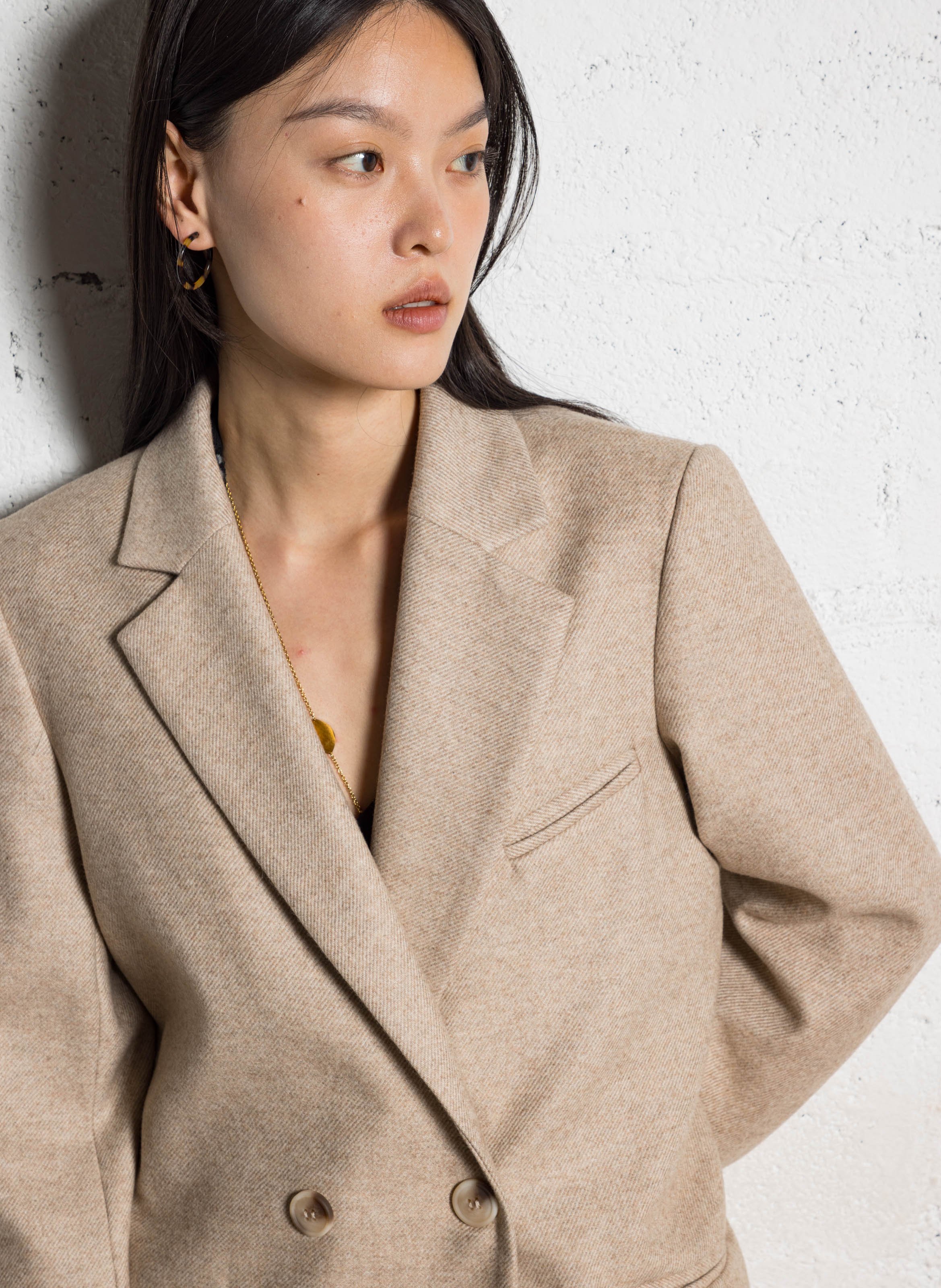 Long wool-blend jacket MAISON HOTEL Beige