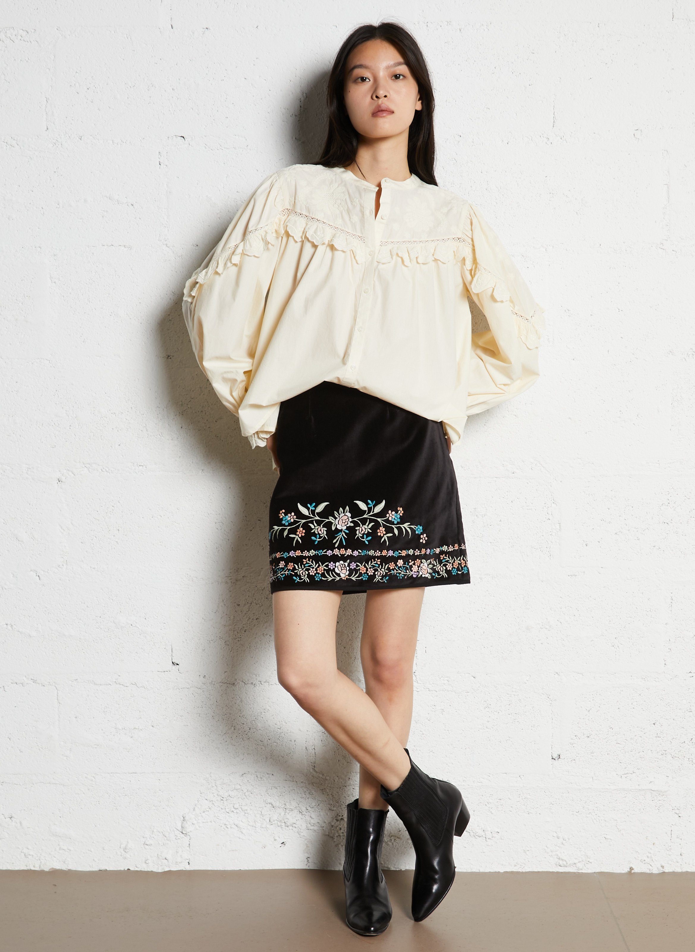 Round-neck cotton blouse LOUISE MISHA Beige