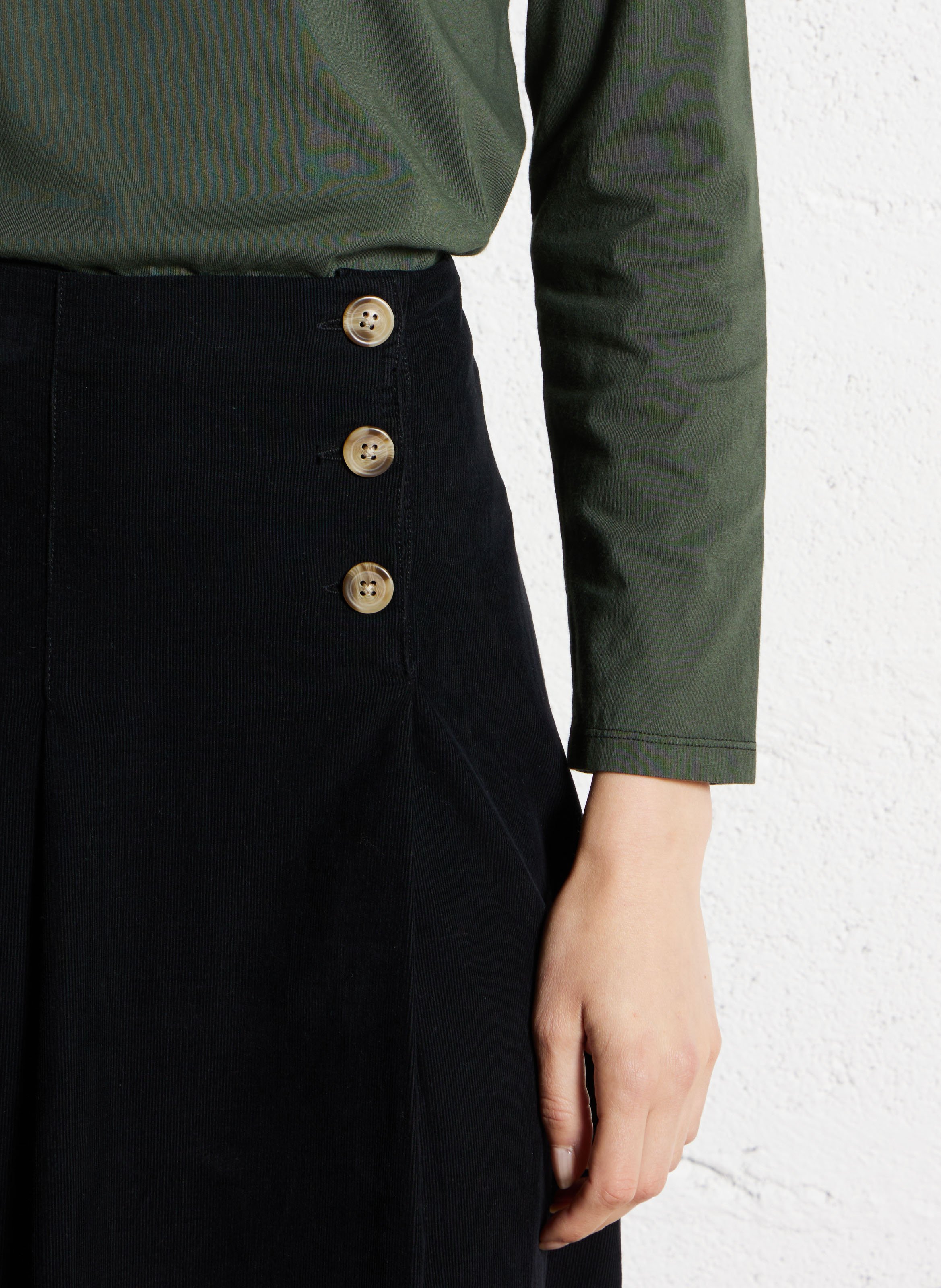 Jupe midi en coton côtelé NICE THINGS Noir