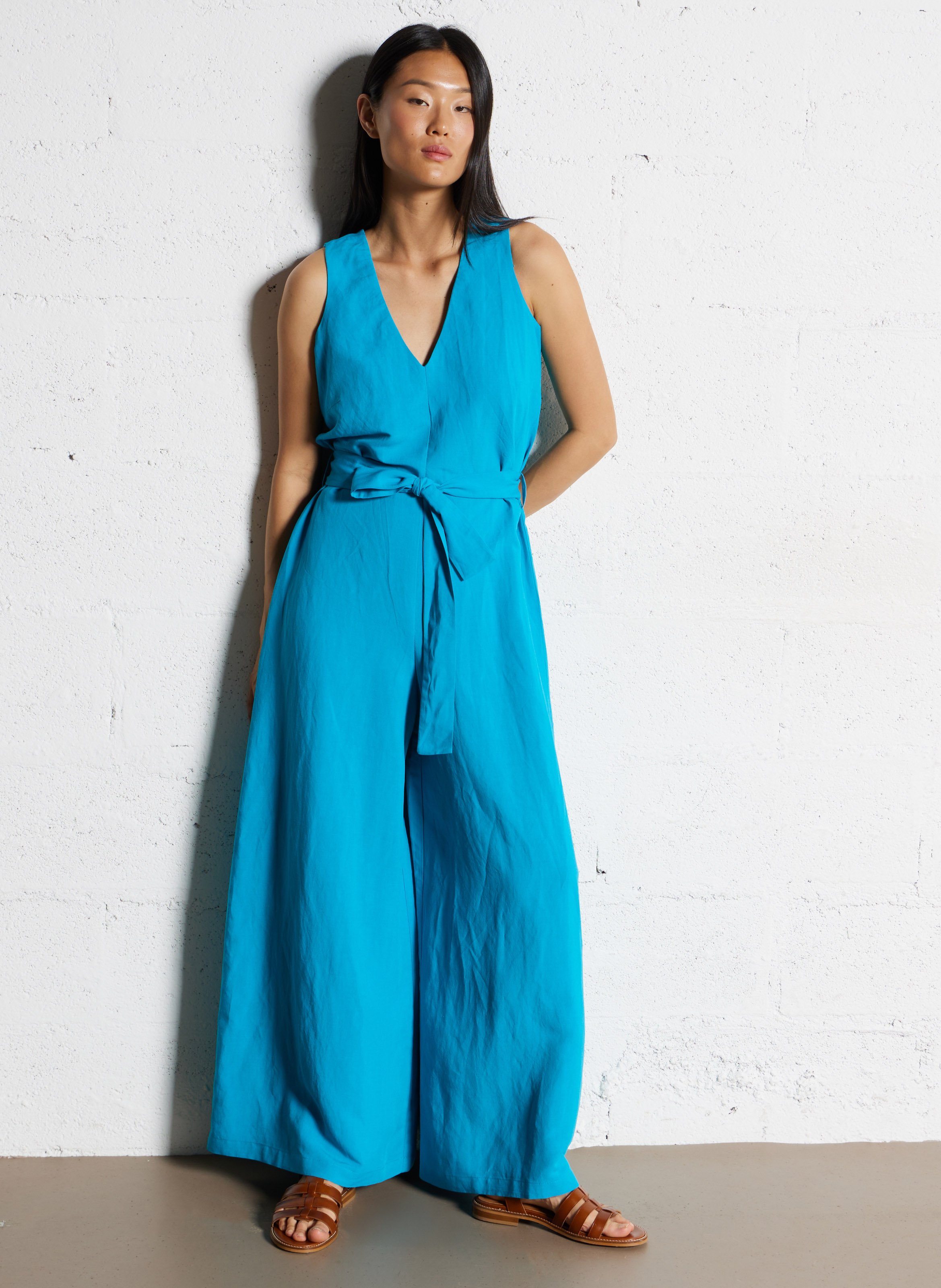 Wijde jumpsuit met v-Hals Blauw La fee maraboutee Dames Place