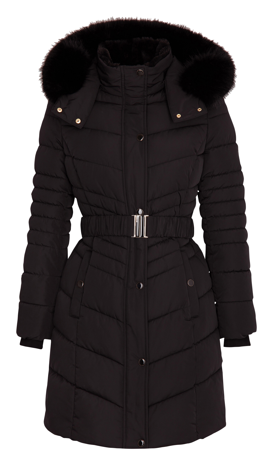 Long quilted padded jacket MORGAN Black