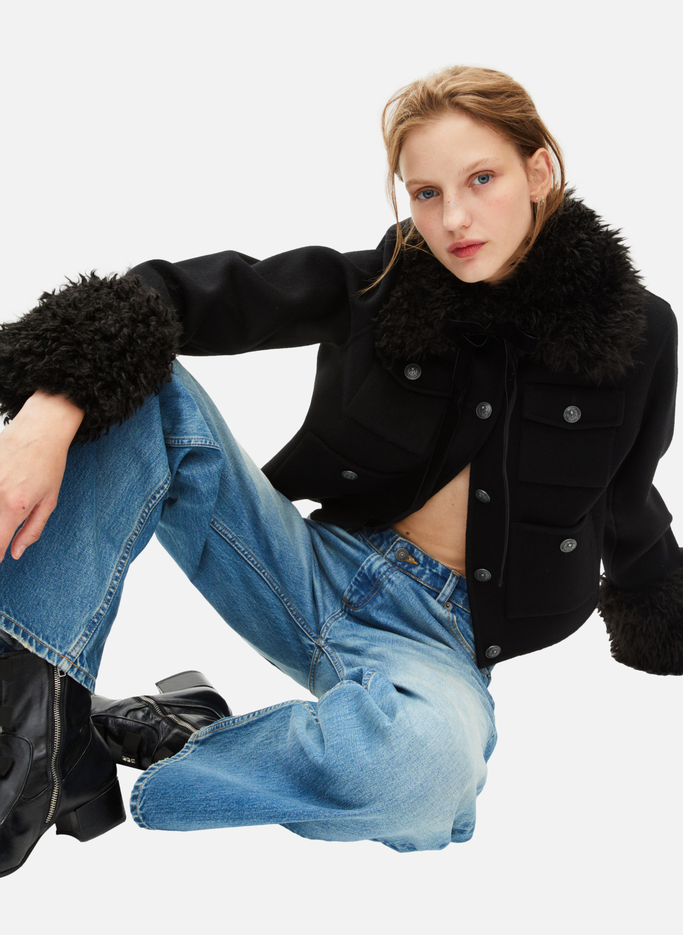 Sherpa collar jacket THE KOOPLES Black