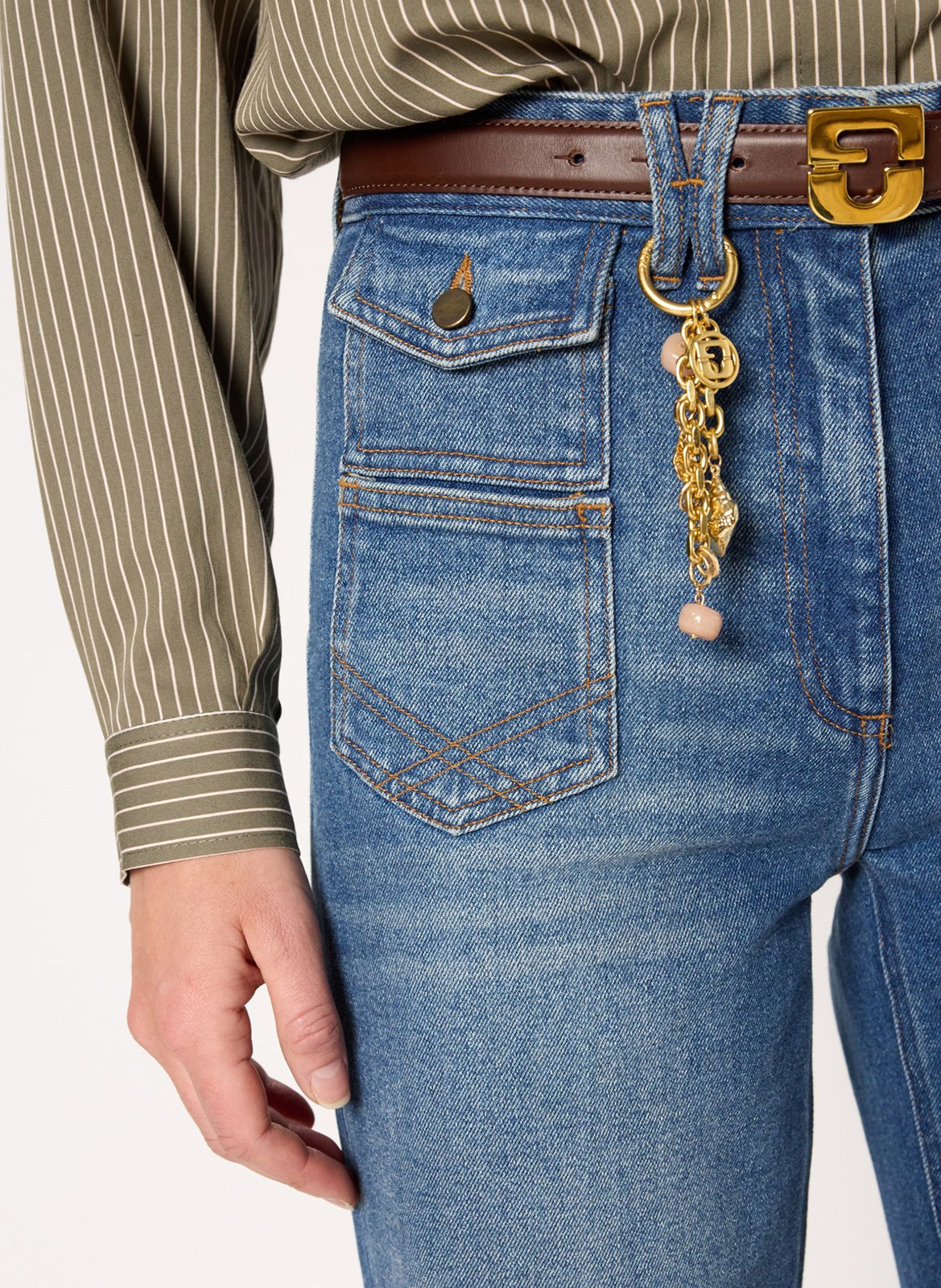 Jean flare taille haute en coton mélangé GERARD DAREL Bleu