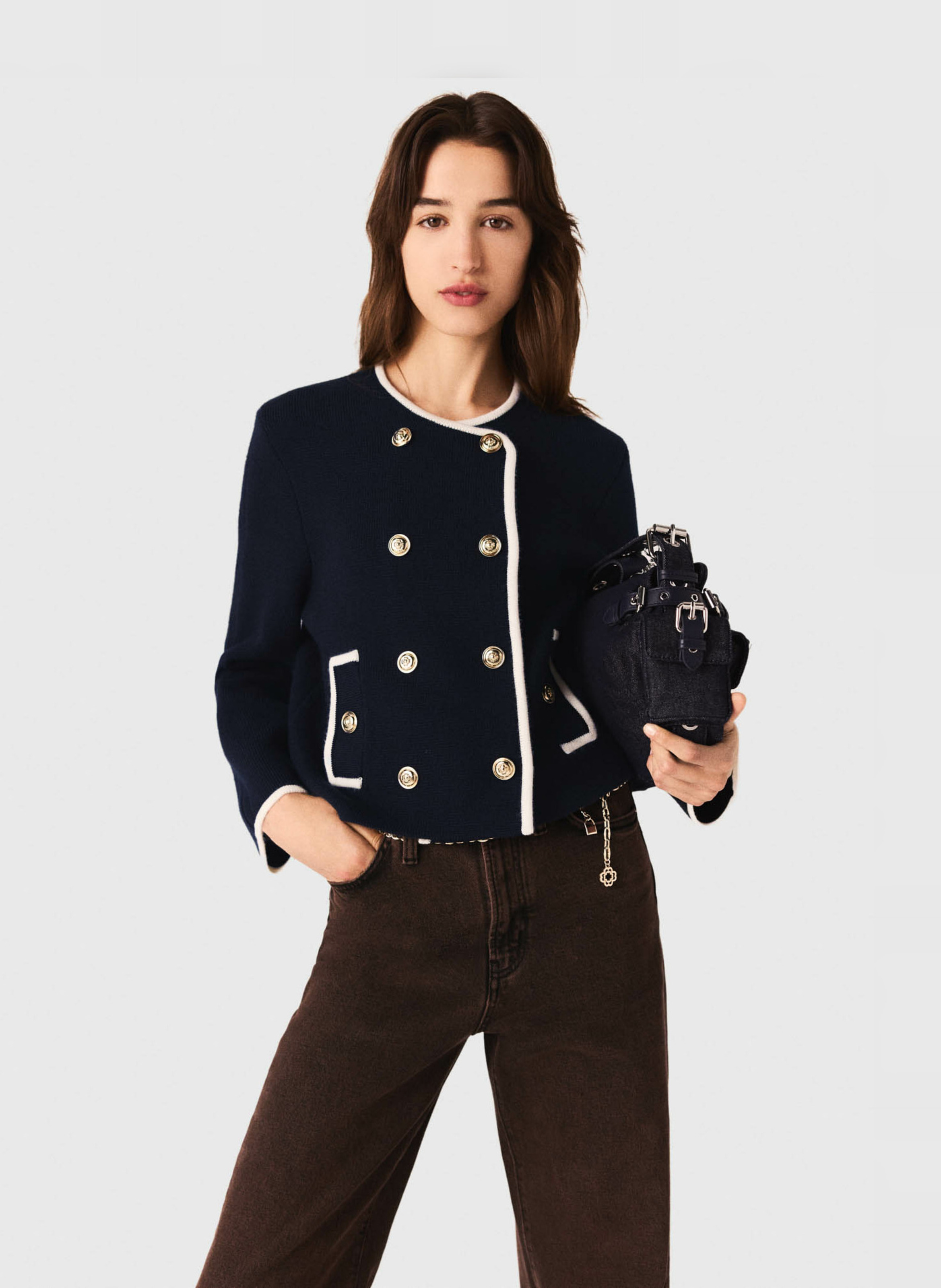 Cardigan met ronde hals MAJE Blauw