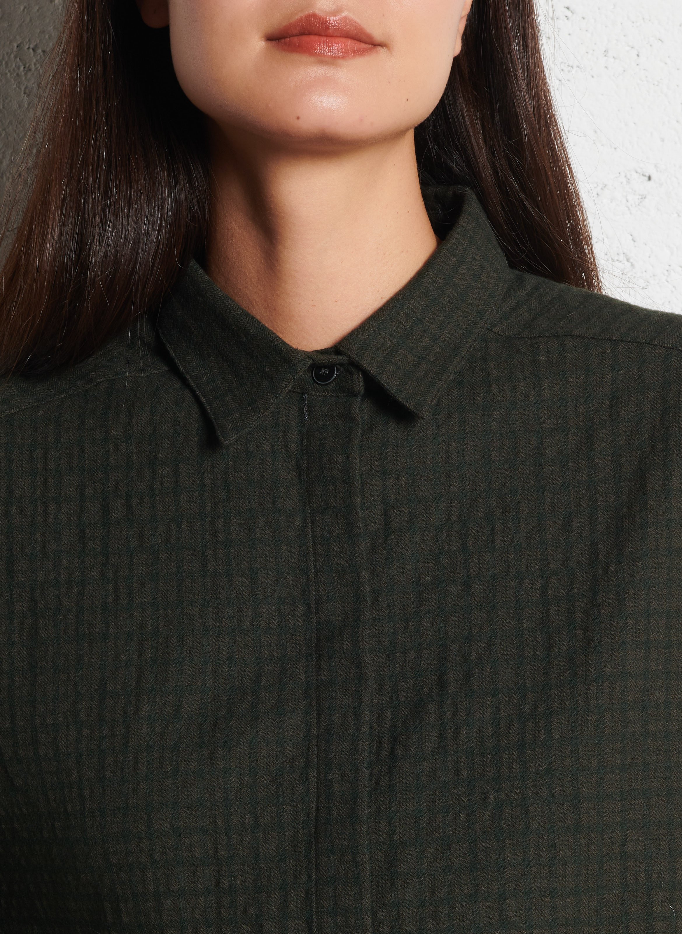 Chemise oversize en coton et en laine mélangée POMANDERE Multicolore