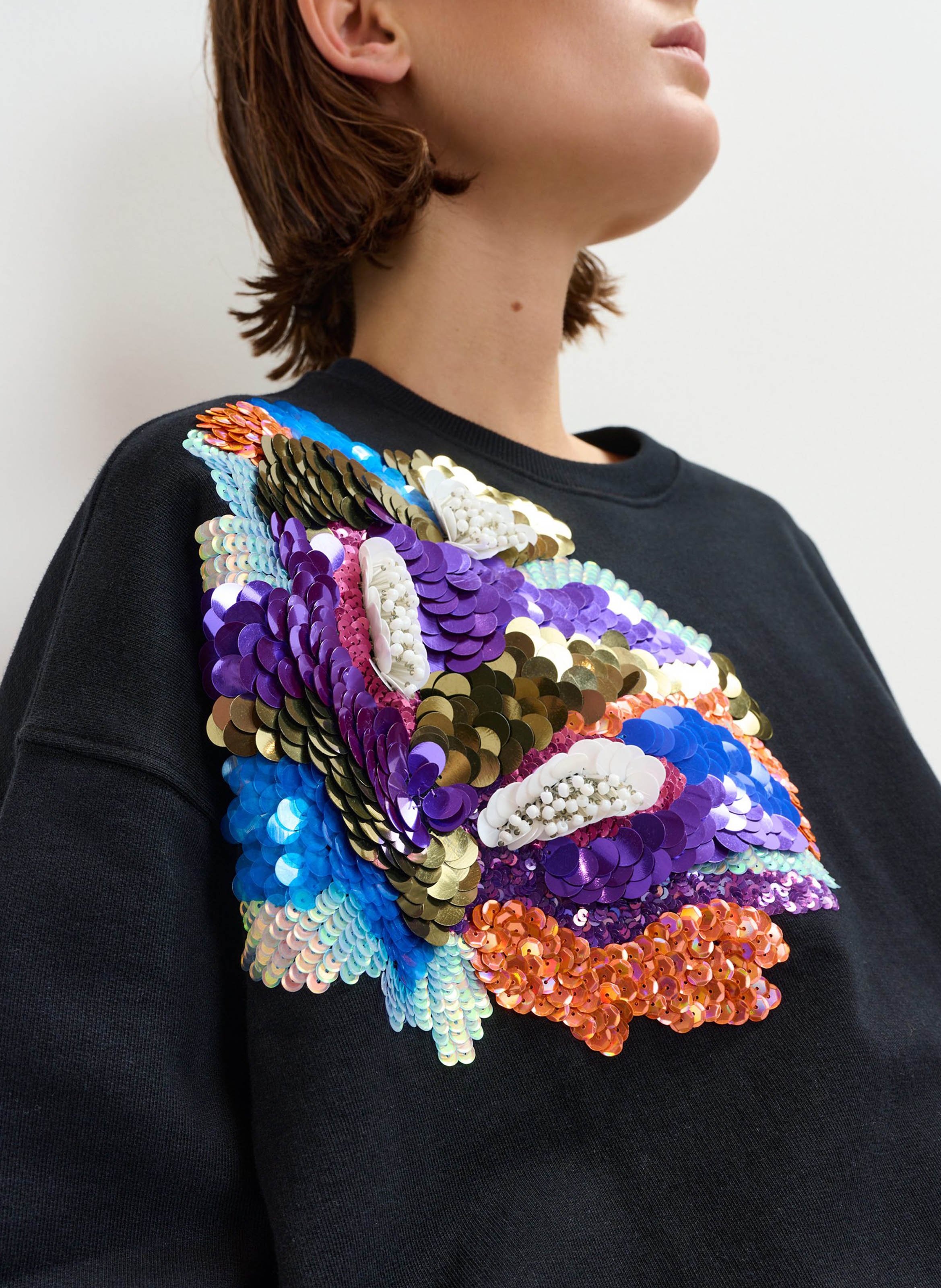 Sweat oversize col rond brodé ESSENTIEL ANTWERP Multicolore