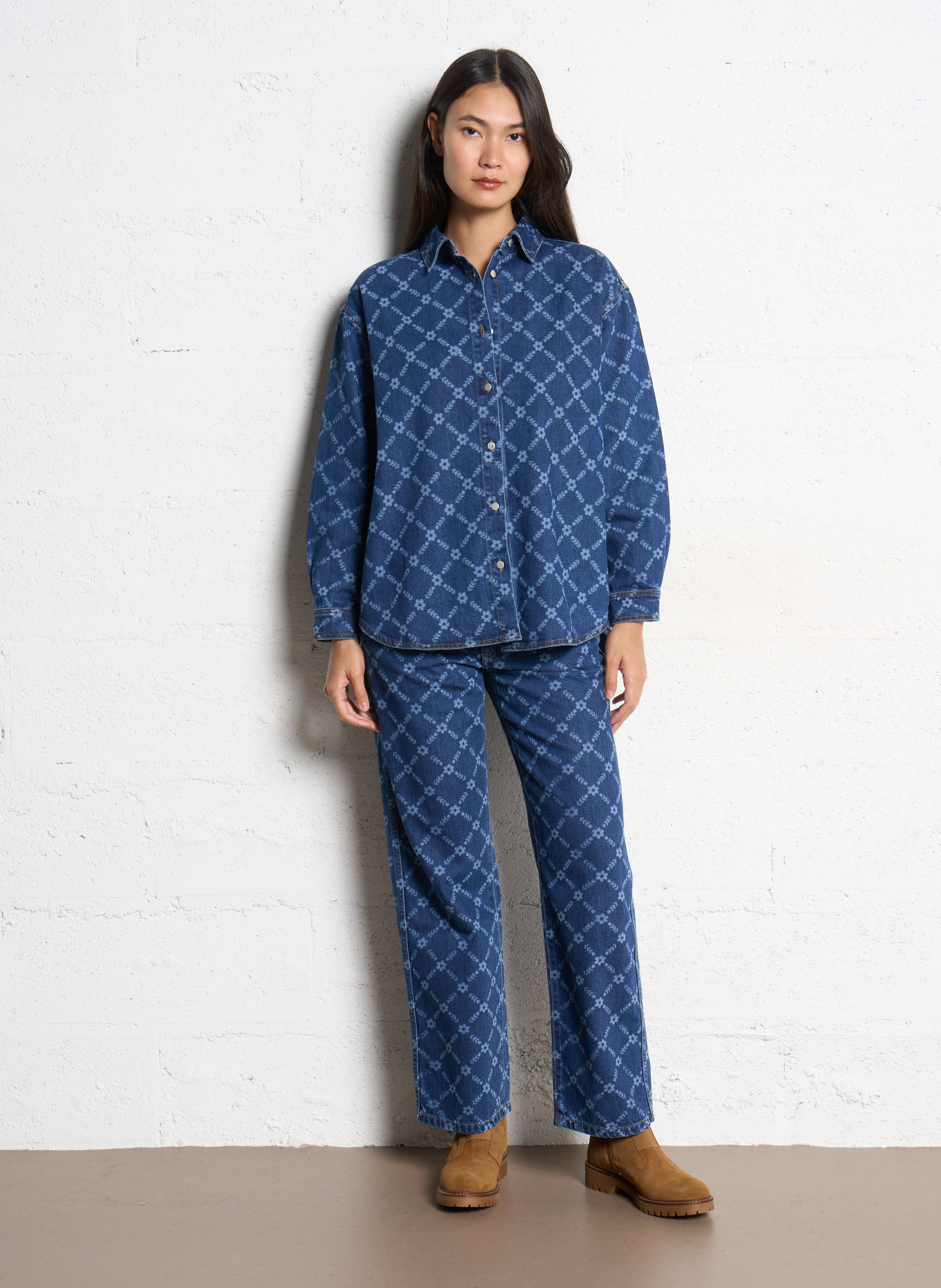 Jean droit en coton THE TINY BIG SISTER Bleu