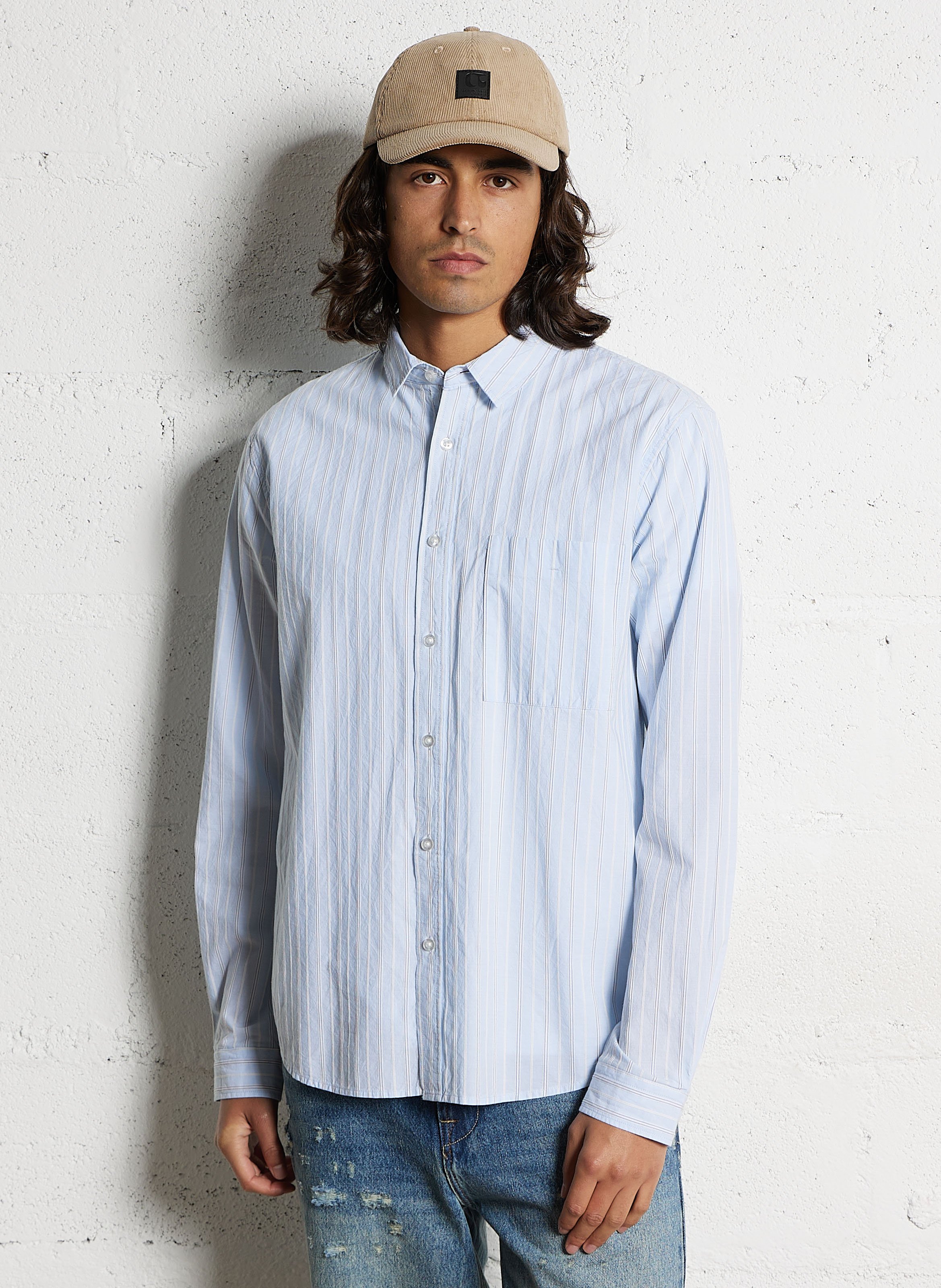 Striped cotton straight shirt LE TEMPS DES CERISES Blue