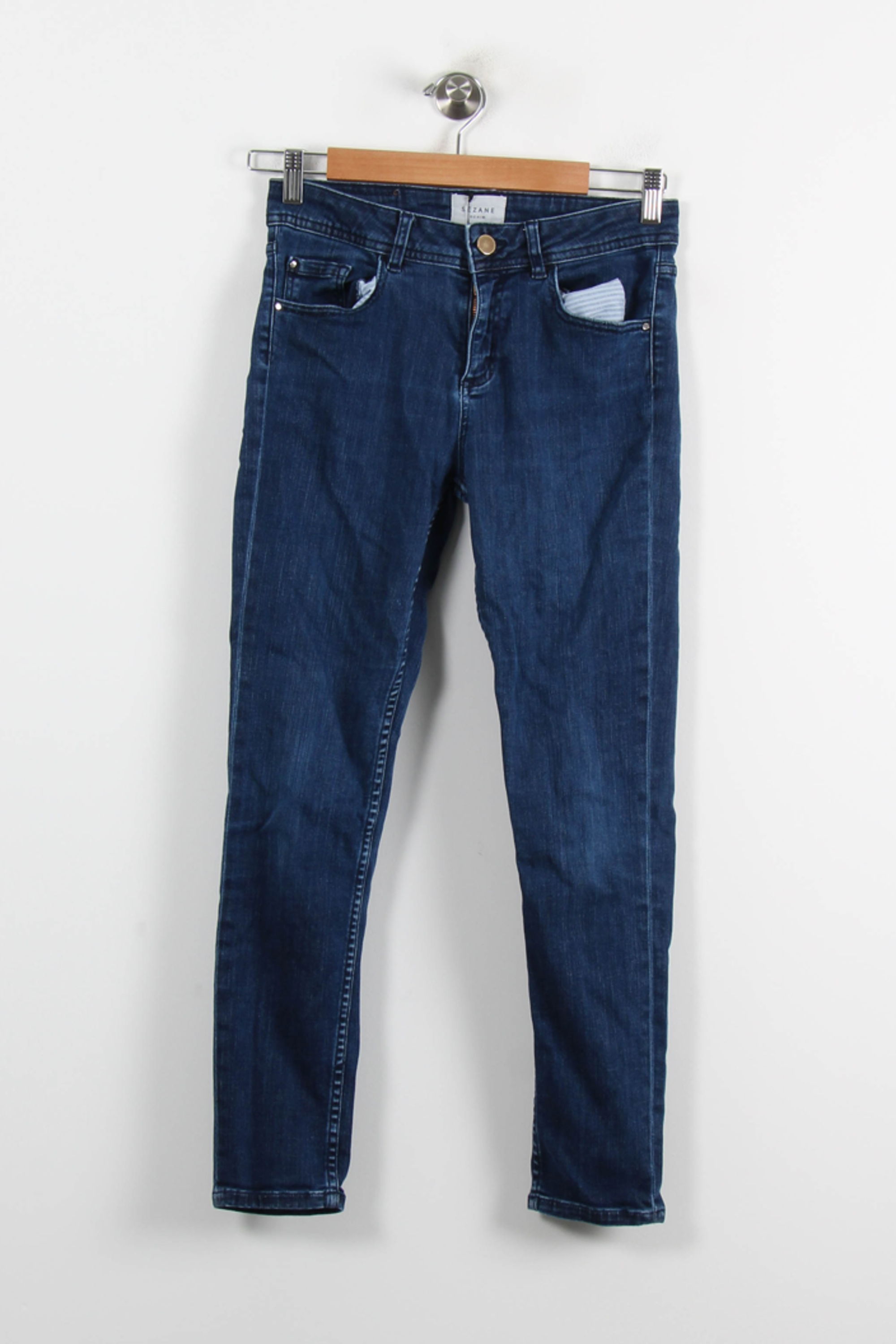 Cropped slim jeans with studs SEZANE - Seconde main Blue