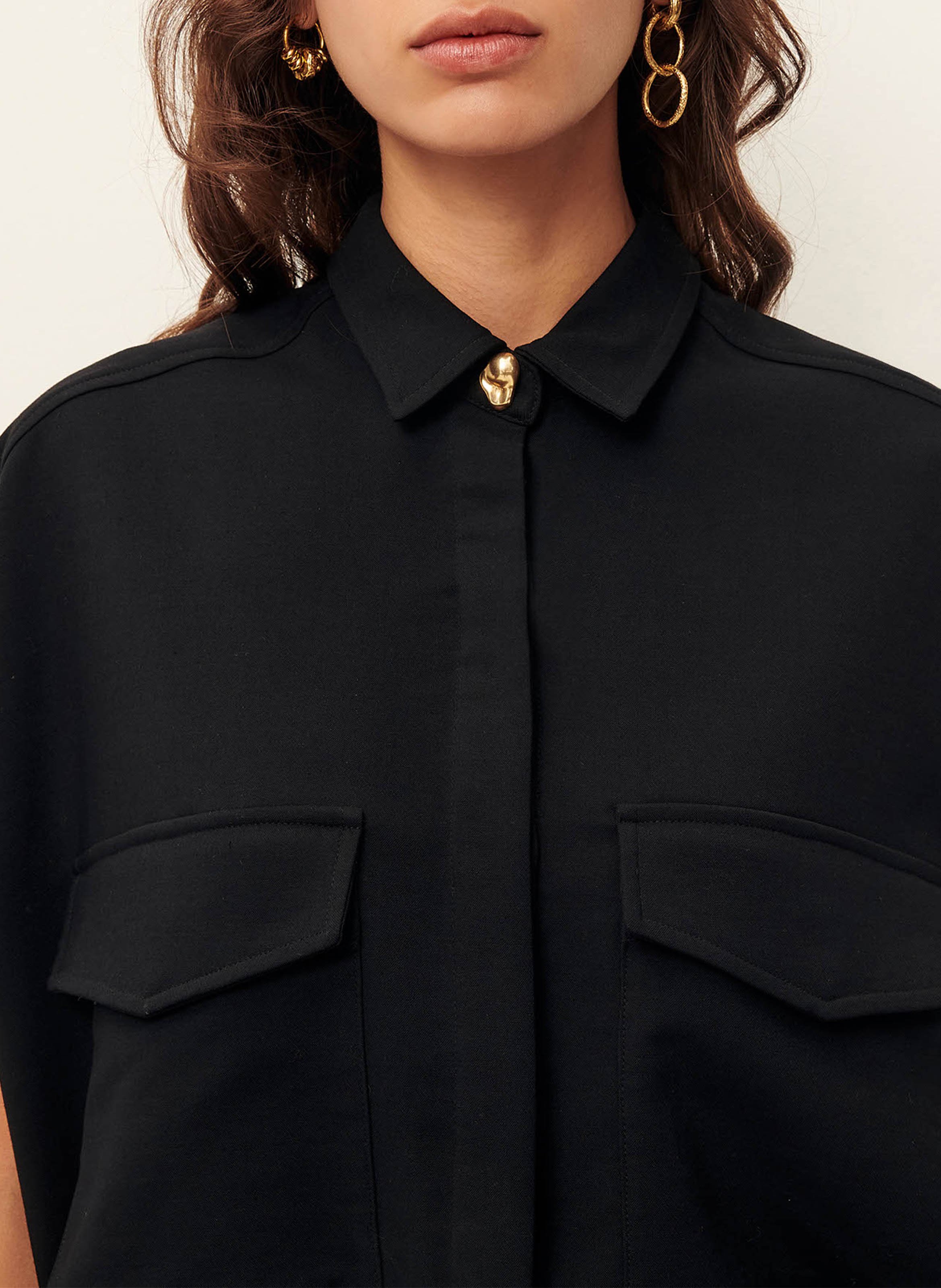 Oversized shirt with classic collar SESSUN Black