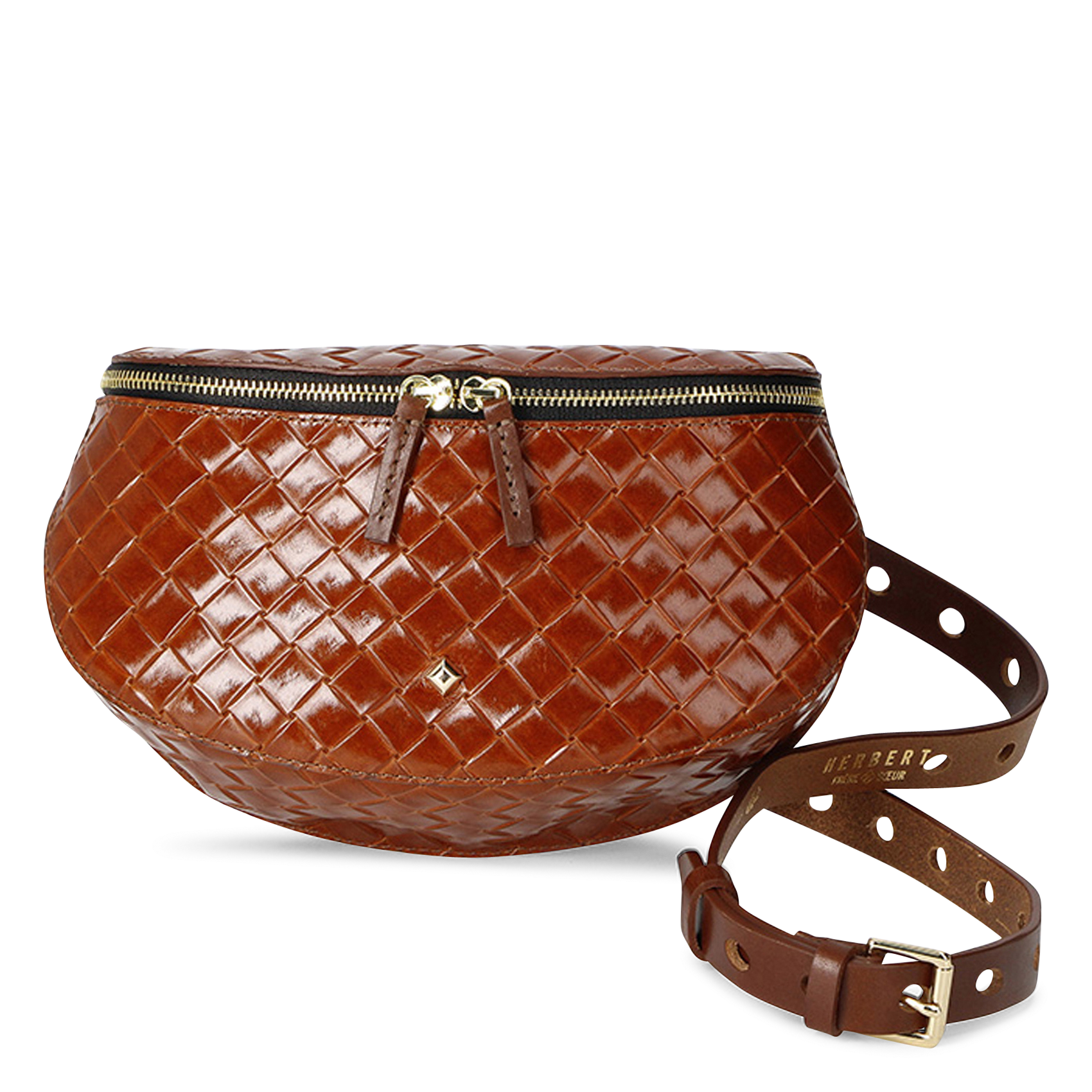 Clutch van gevlochten leer HERBERT FRERE SOEUR Bruin