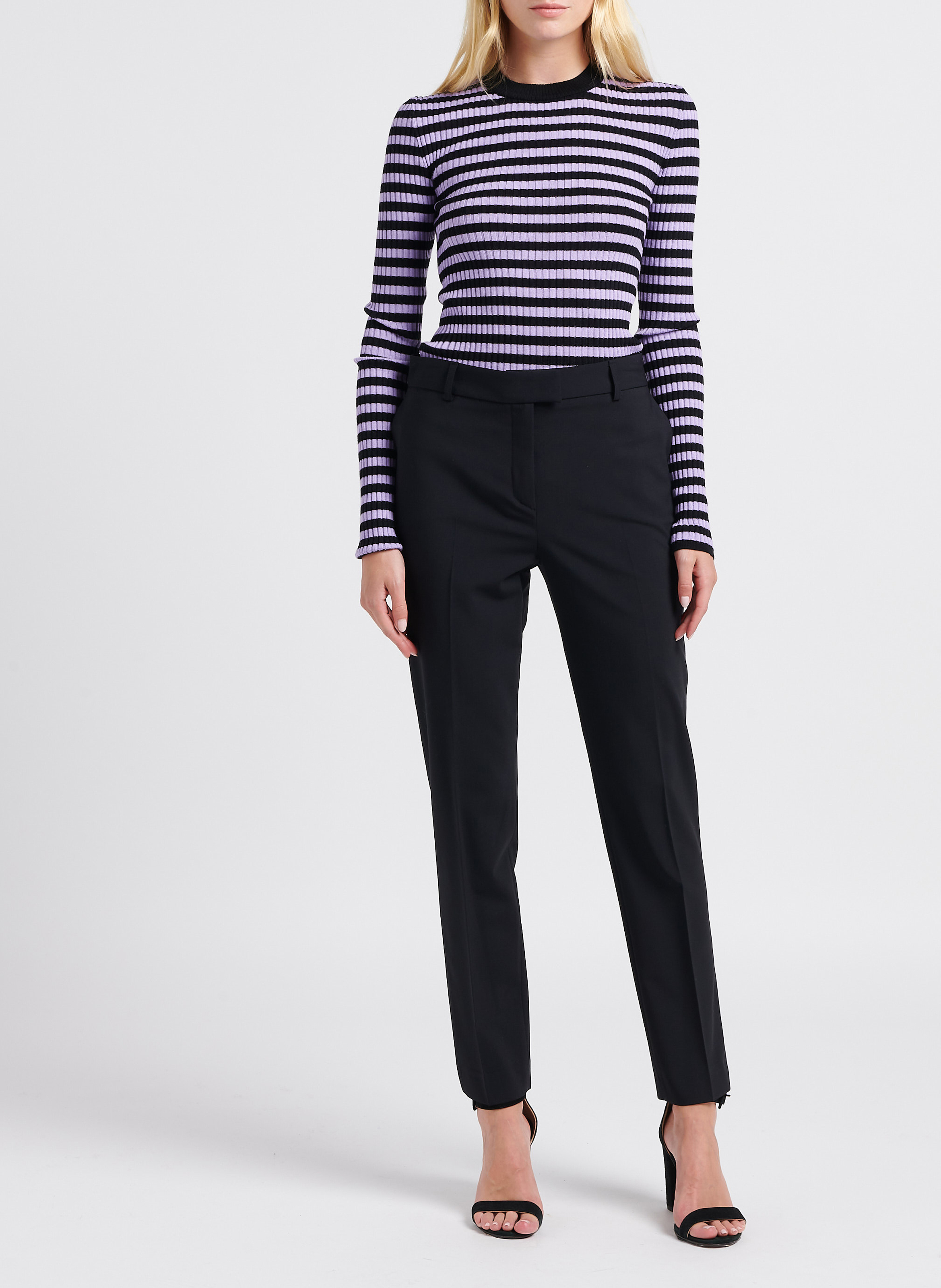 Gestreifter Rundhalspullover aus Wolle SONIA RYKIEL Schwarz