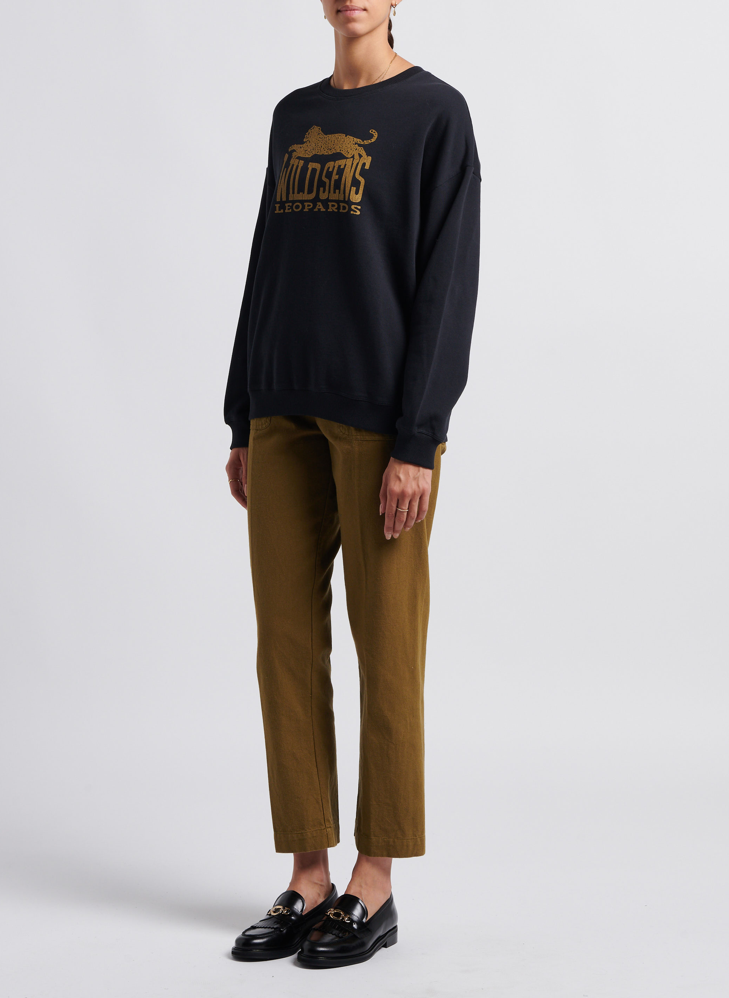 Rechte, katoenen broek SWILDENS Kaki