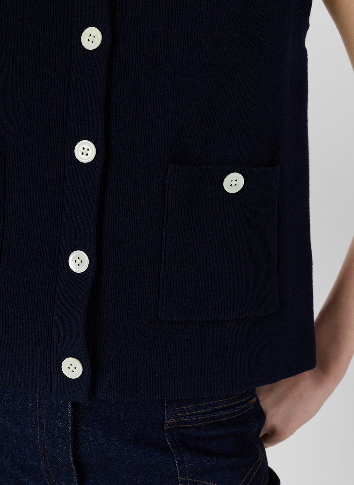 Gilet droit col rond en coton GERARD DAREL Bleu