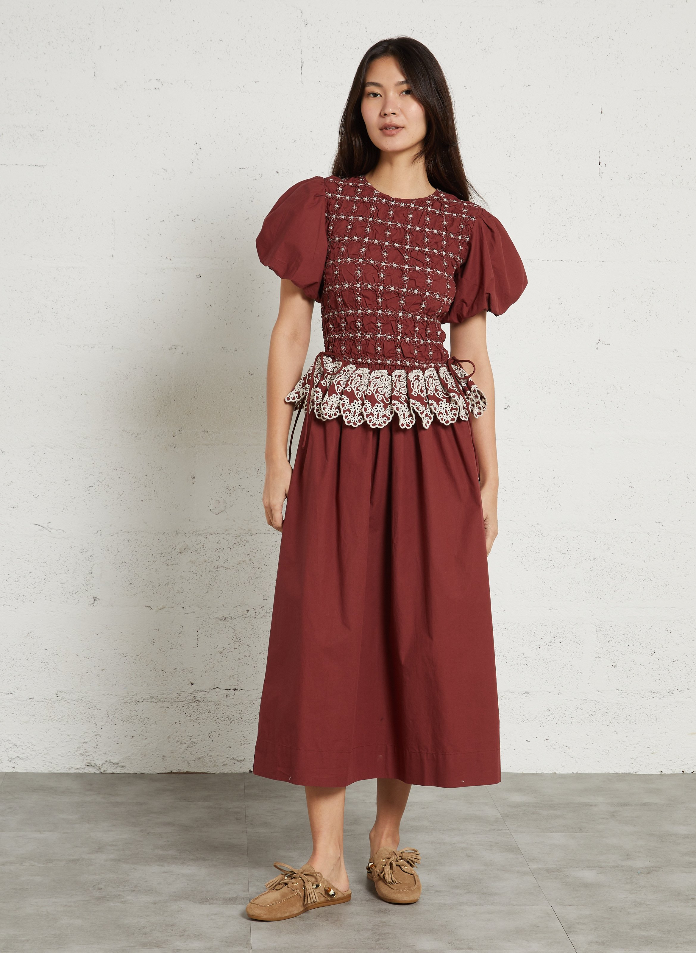 Long organic cotton dress DAMSON MADDER Red
