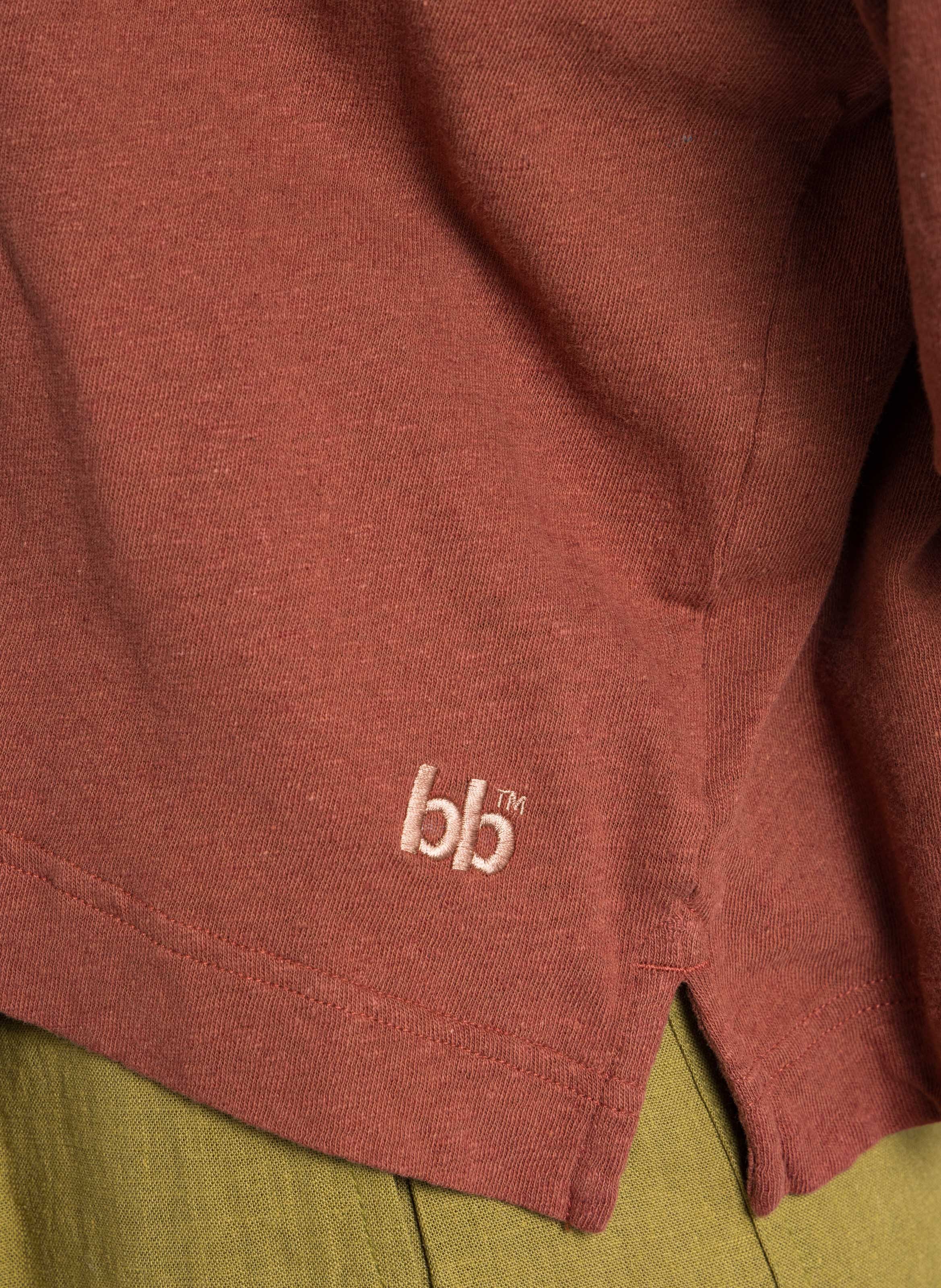 Oversized round neck t-shirt in cotton and linen BELLEROSE Orange