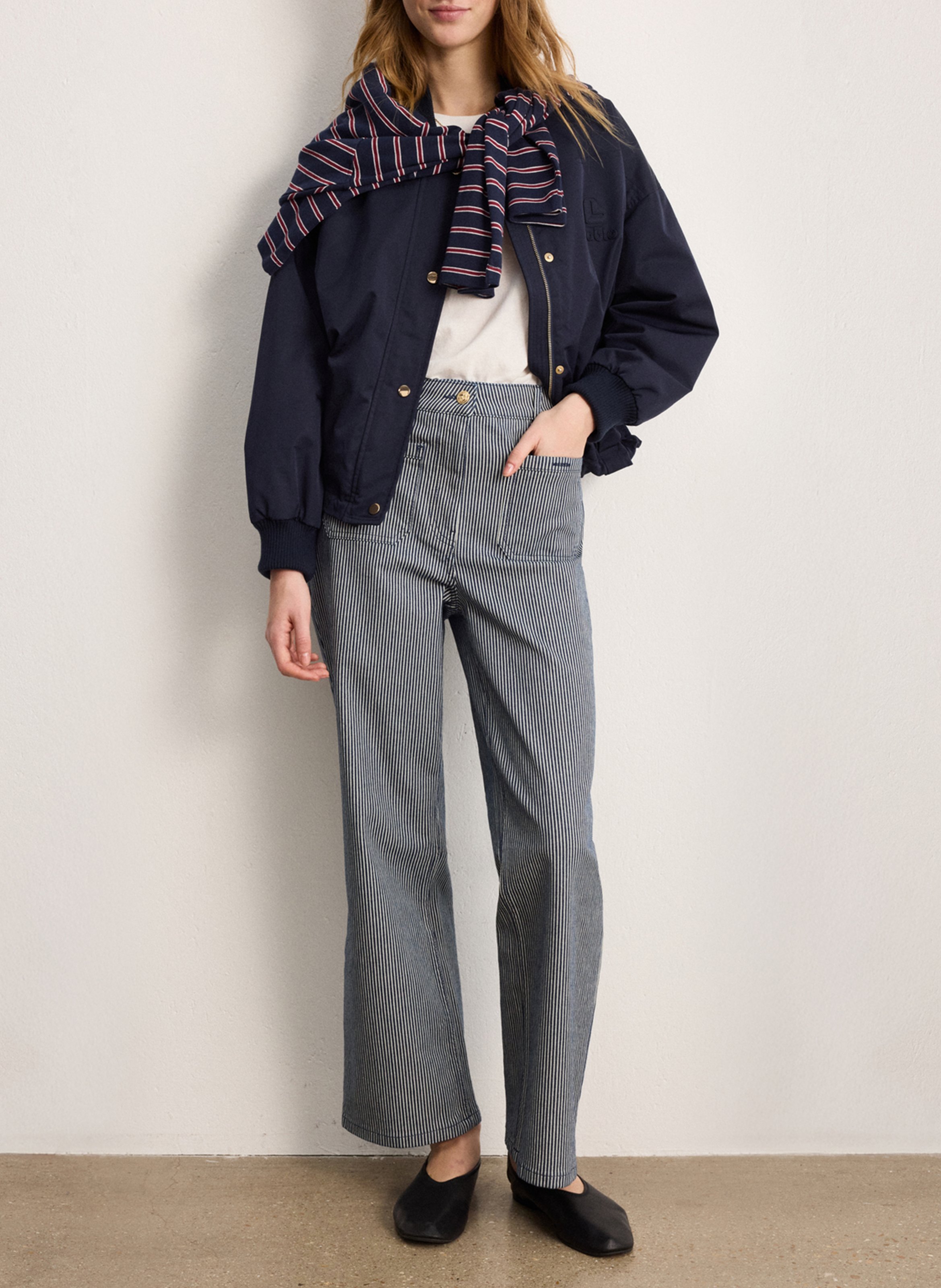 Ausgestellte High Waist Jeans aus Baumwoll-Mix PABLO Blau