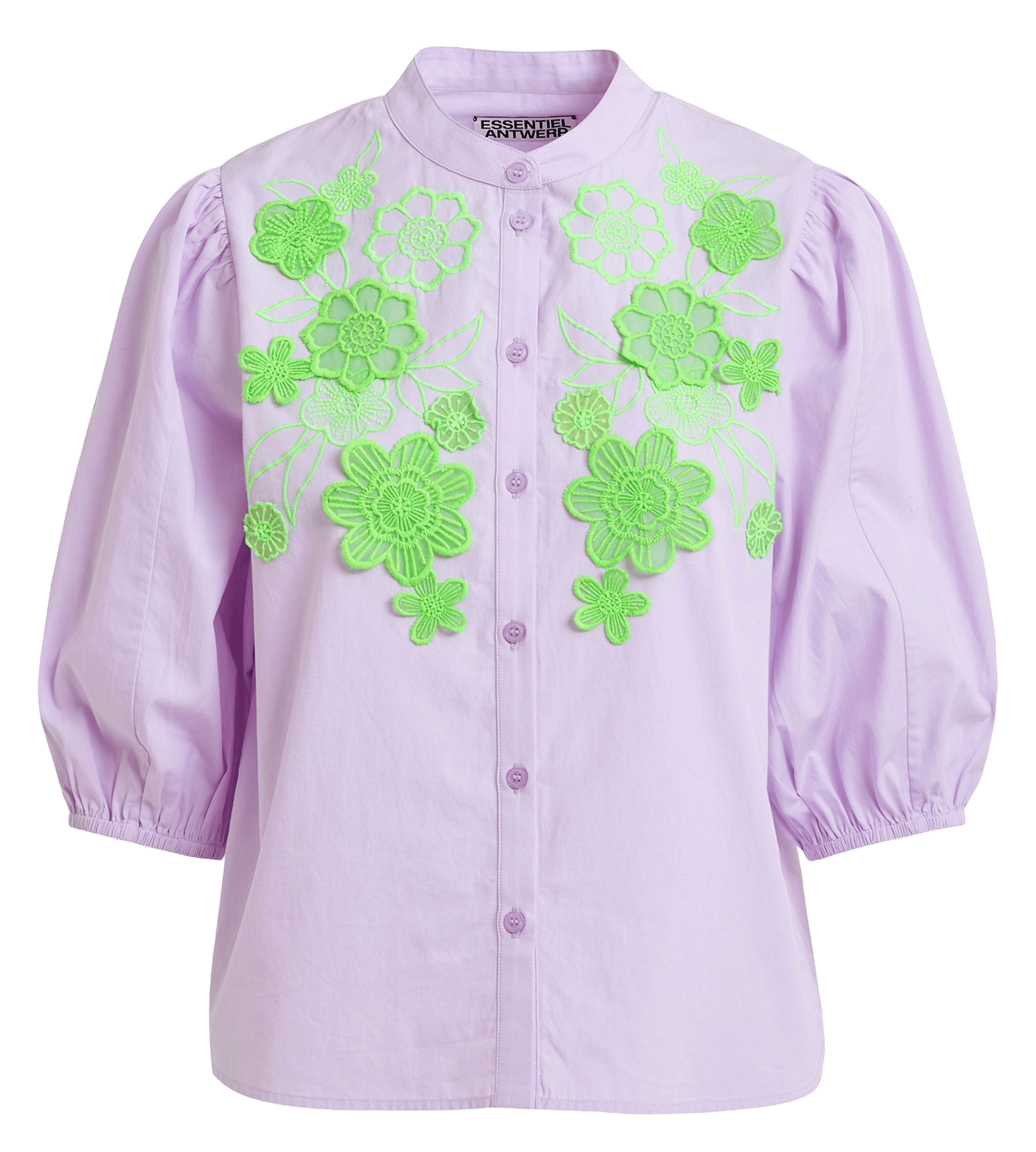 Baumwollbluse mit Rundhalsausschnitt ESSENTIEL ANTWERP Violett