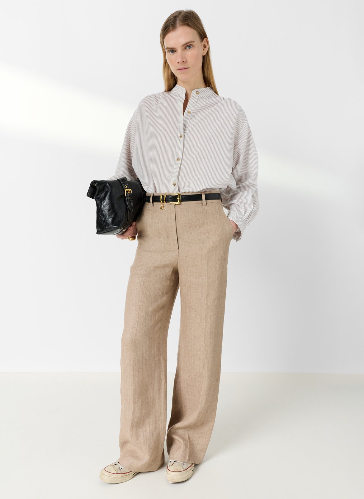 Straight linen trousers GERARD DAREL Beige