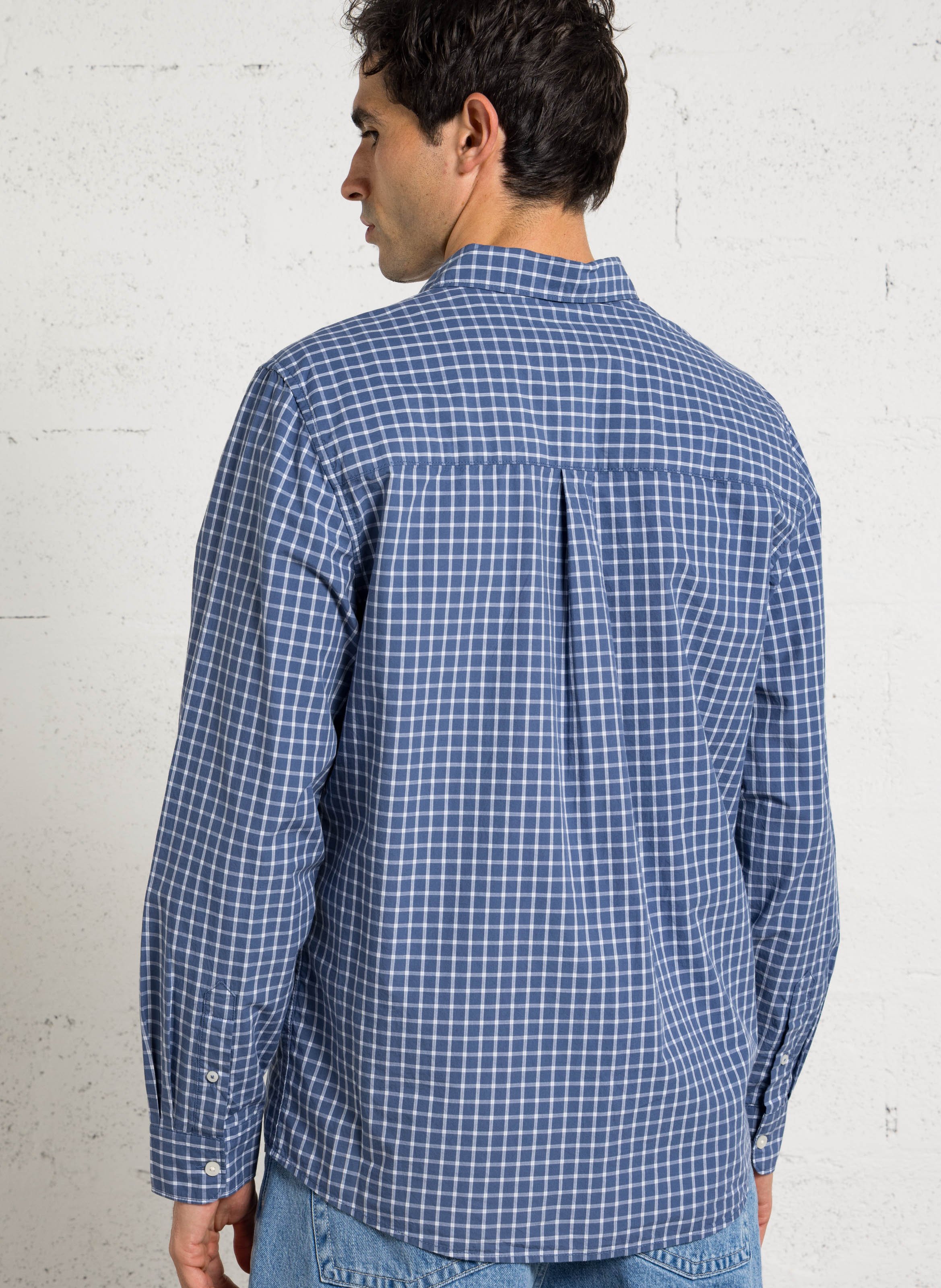 Regular-fit checked cotton shirt with classic collar PEPE JEANS Blue