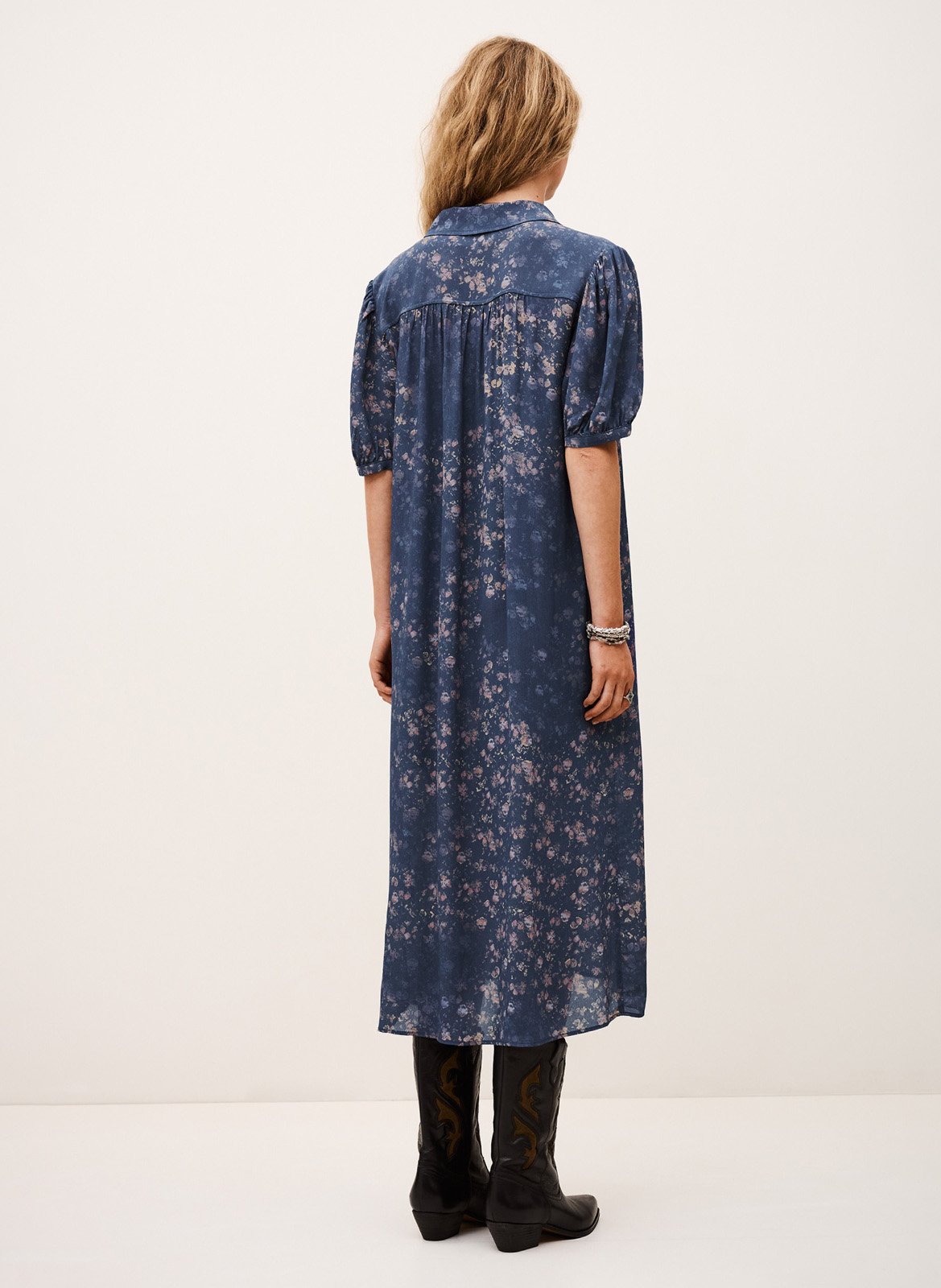 Loose-fit printed midi dress BA&SH Blue