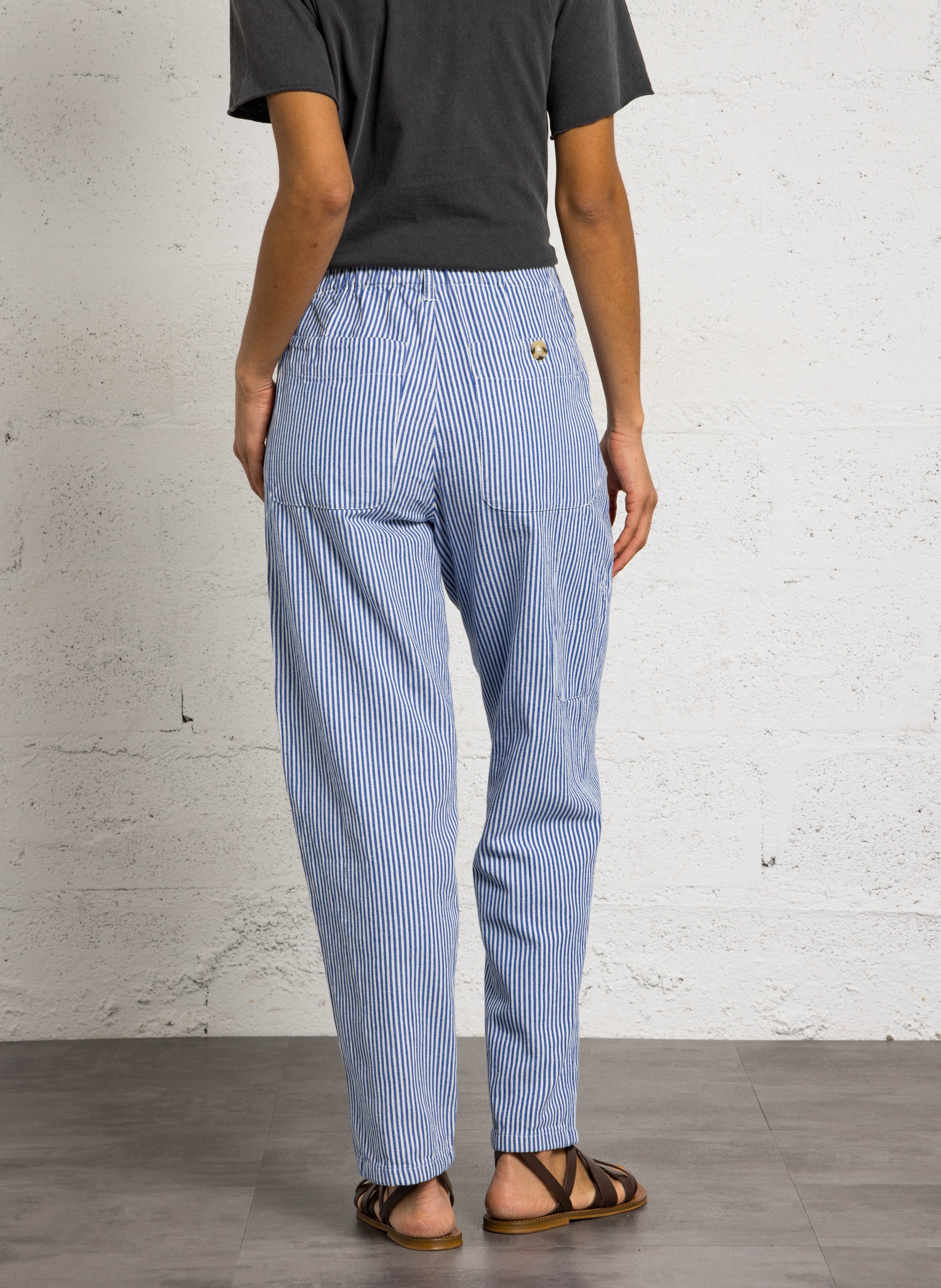 Gerade geschnittene Taillenhose mit Streifen LEON & HARPER Blau