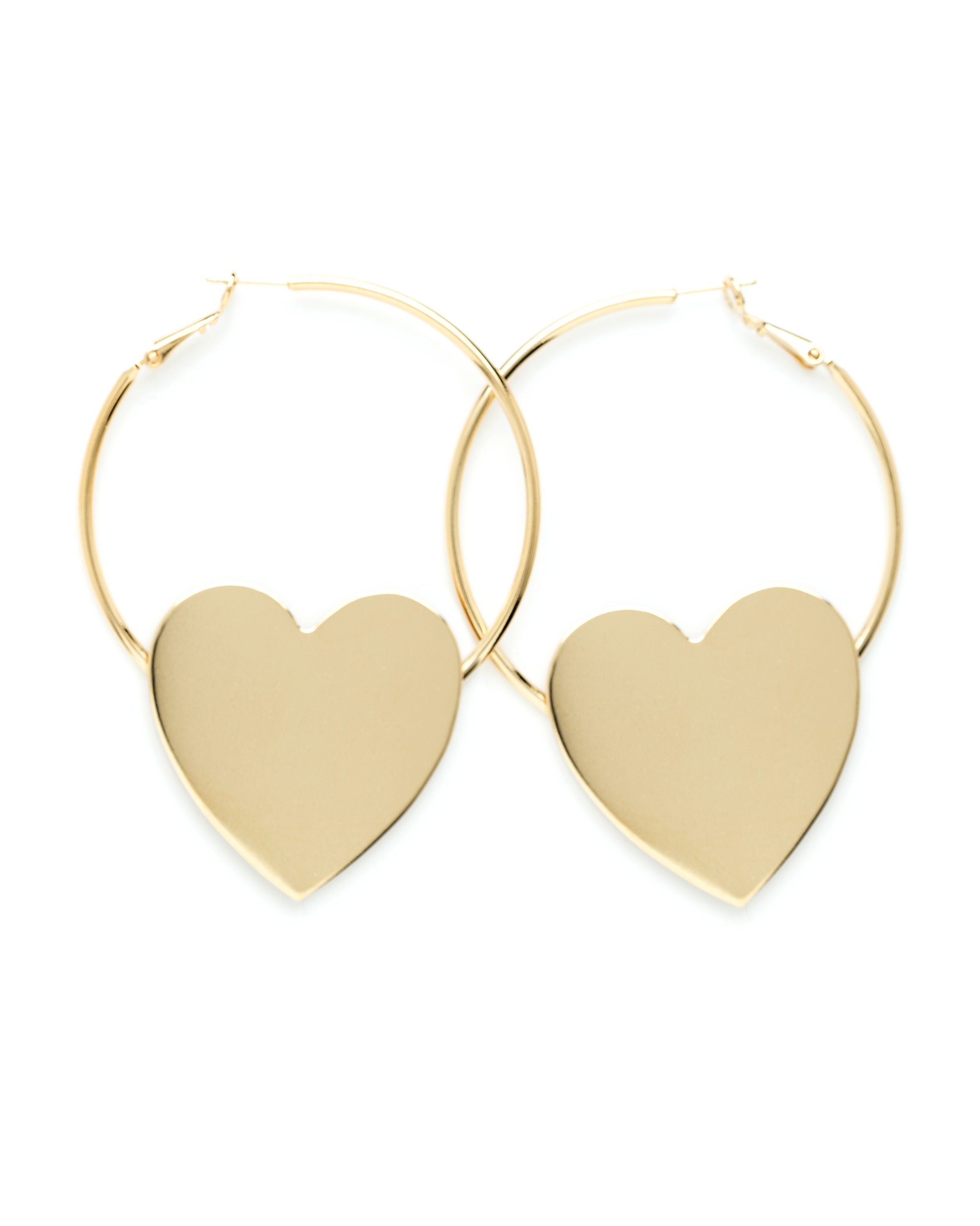 Heart-shaped gold-plated hoop earrings MONSIEUR SIMONE