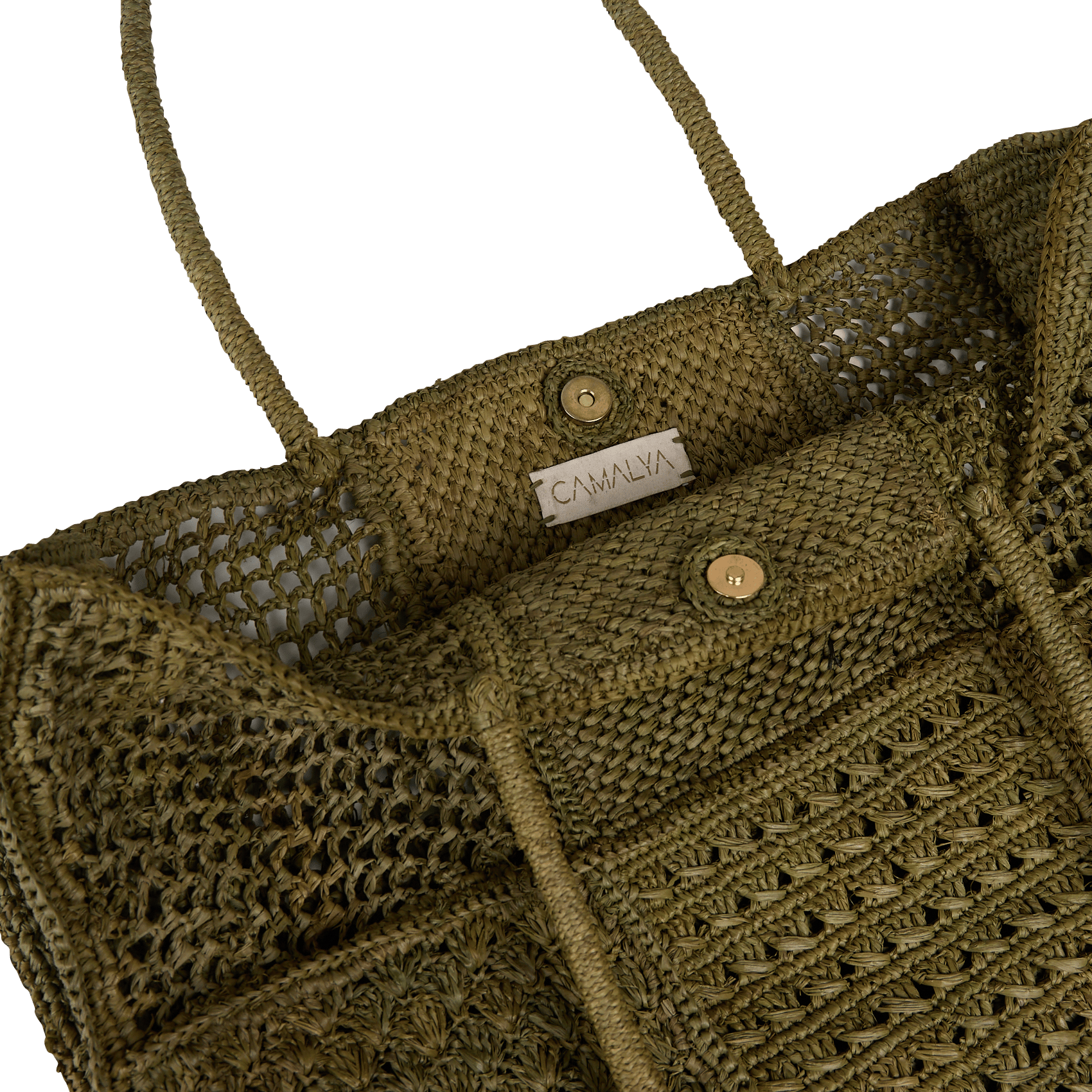 Shopping bag in rafia CAMALYA Kaki