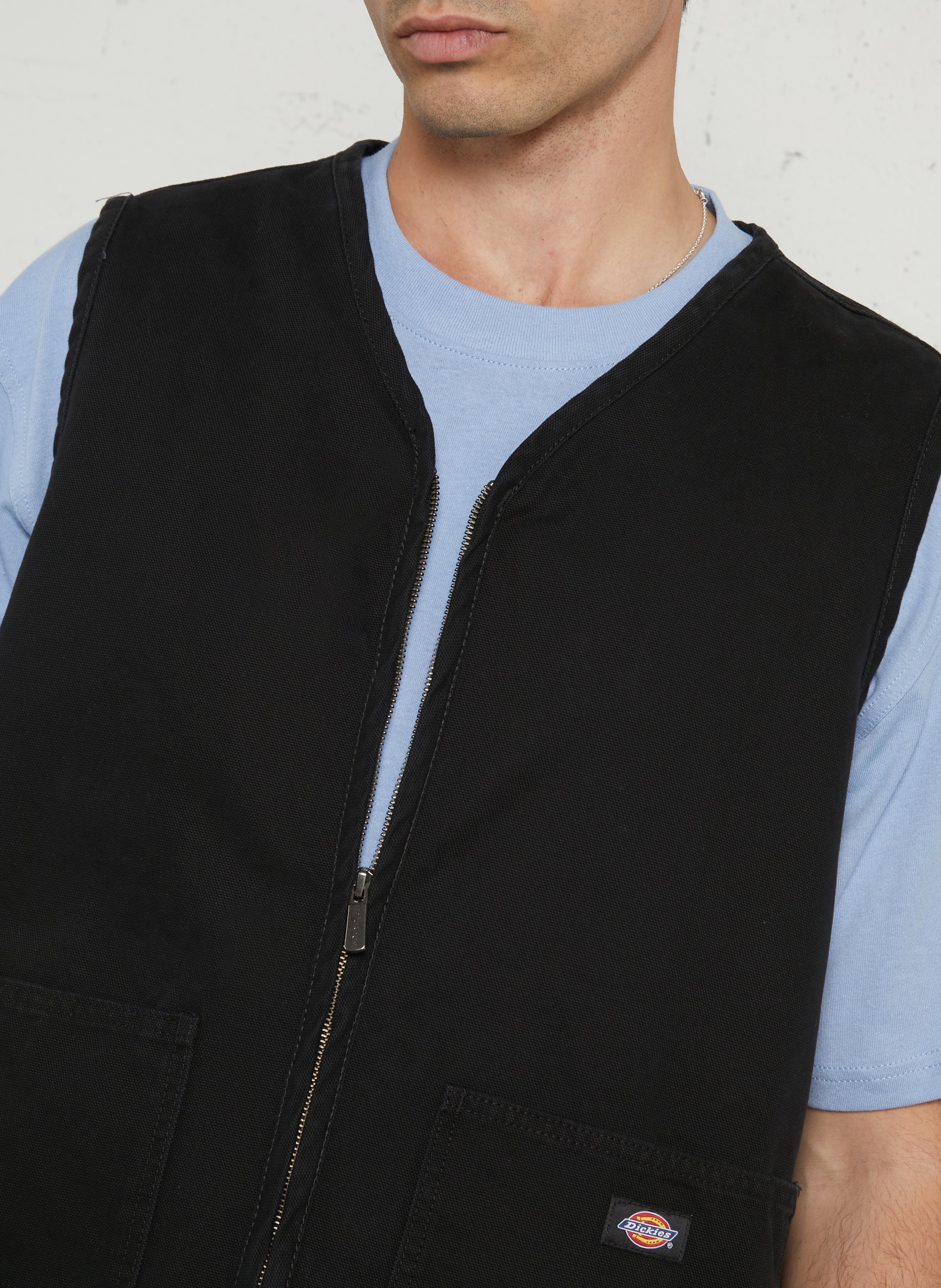 Rechte katoenen jas met V-hals DICKIES Zwart