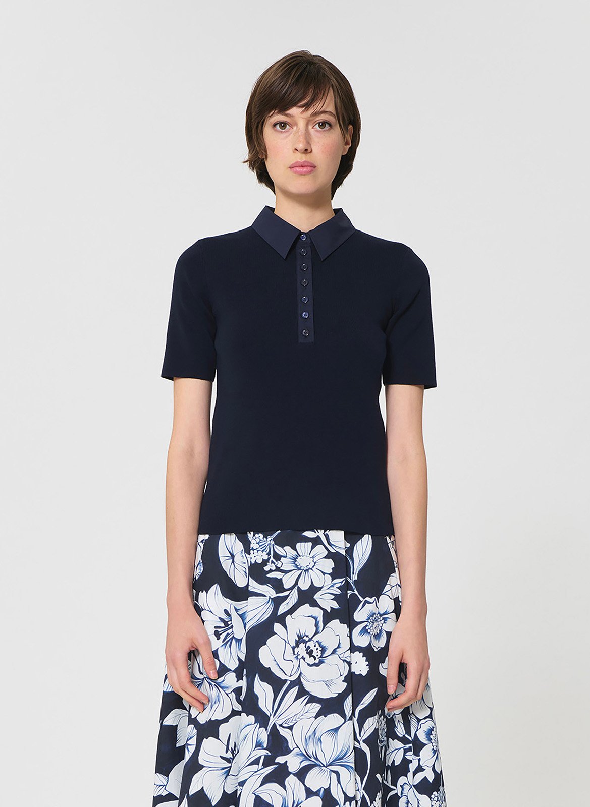 Eng anliegendes Strickpolo TARA JARMON Blau