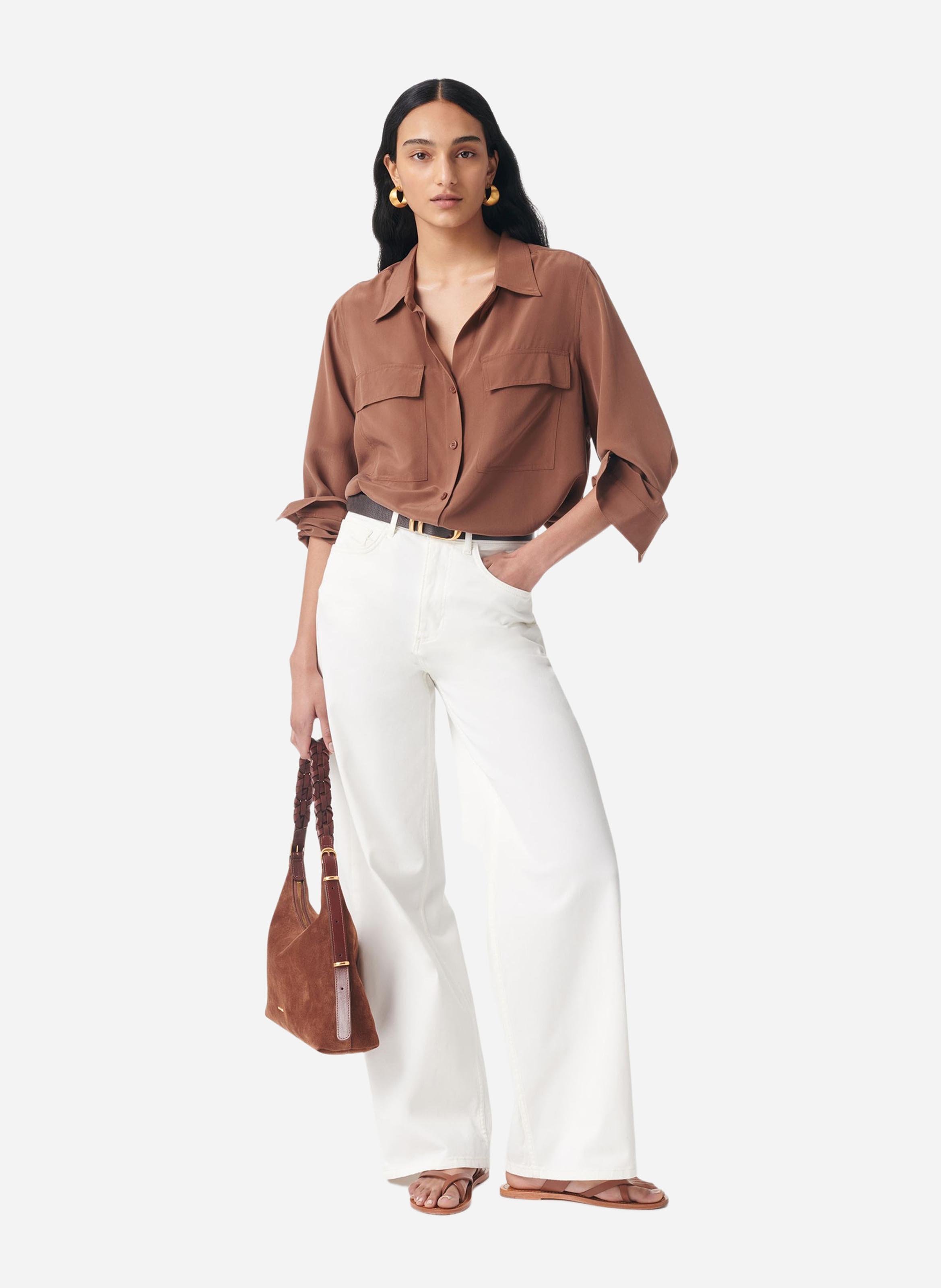 Silk classic-collar shirt VANESSA BRUNO Brown