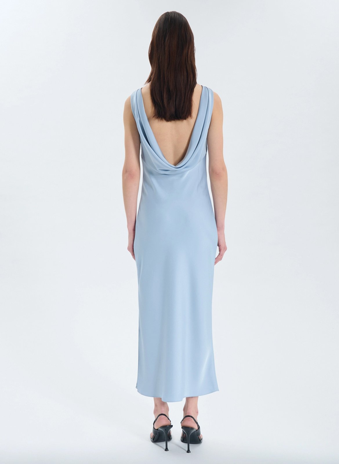 Long boat-neck dress Grey