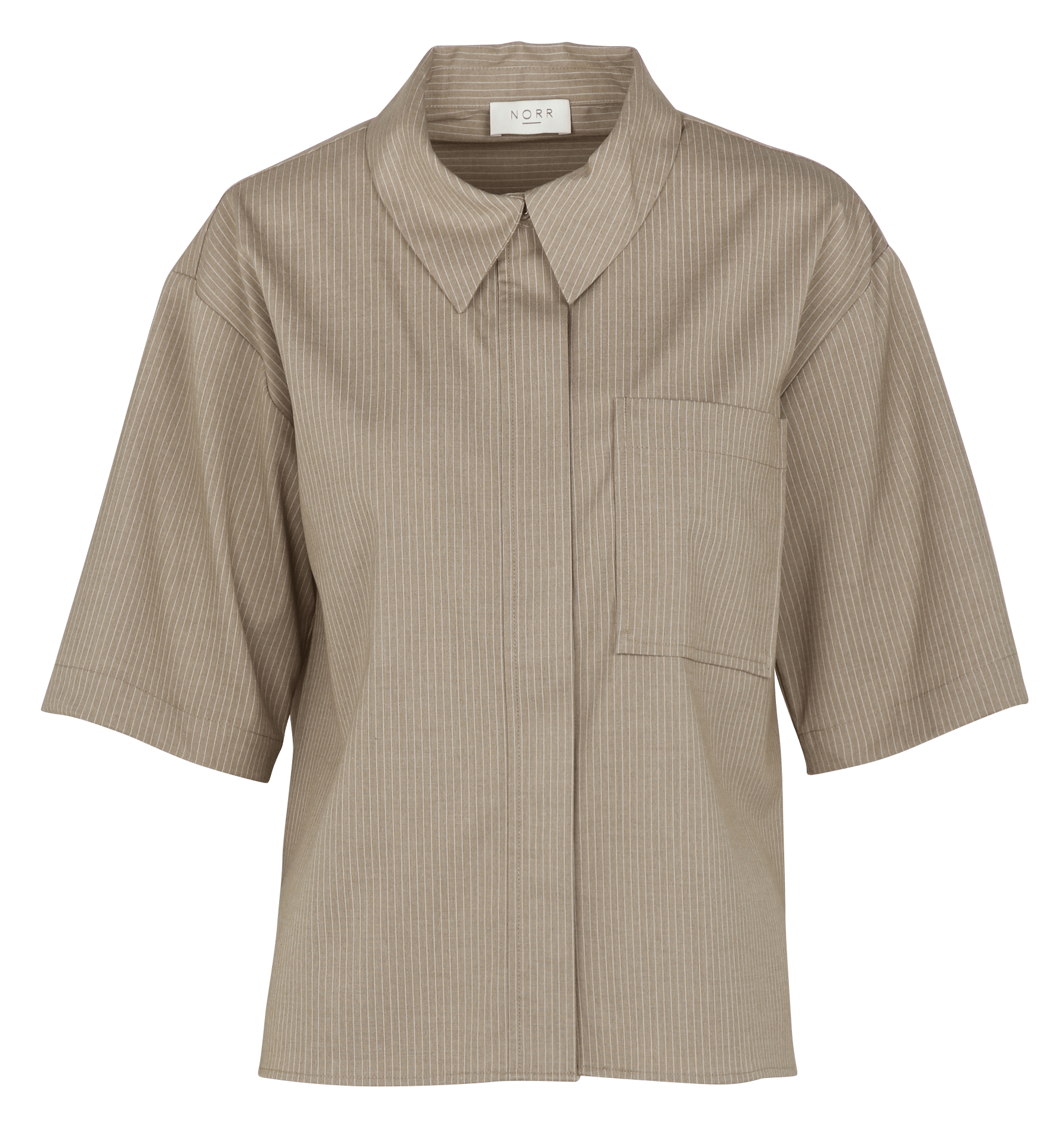 Camisa a rayas con cuello clásico NORR Beige
